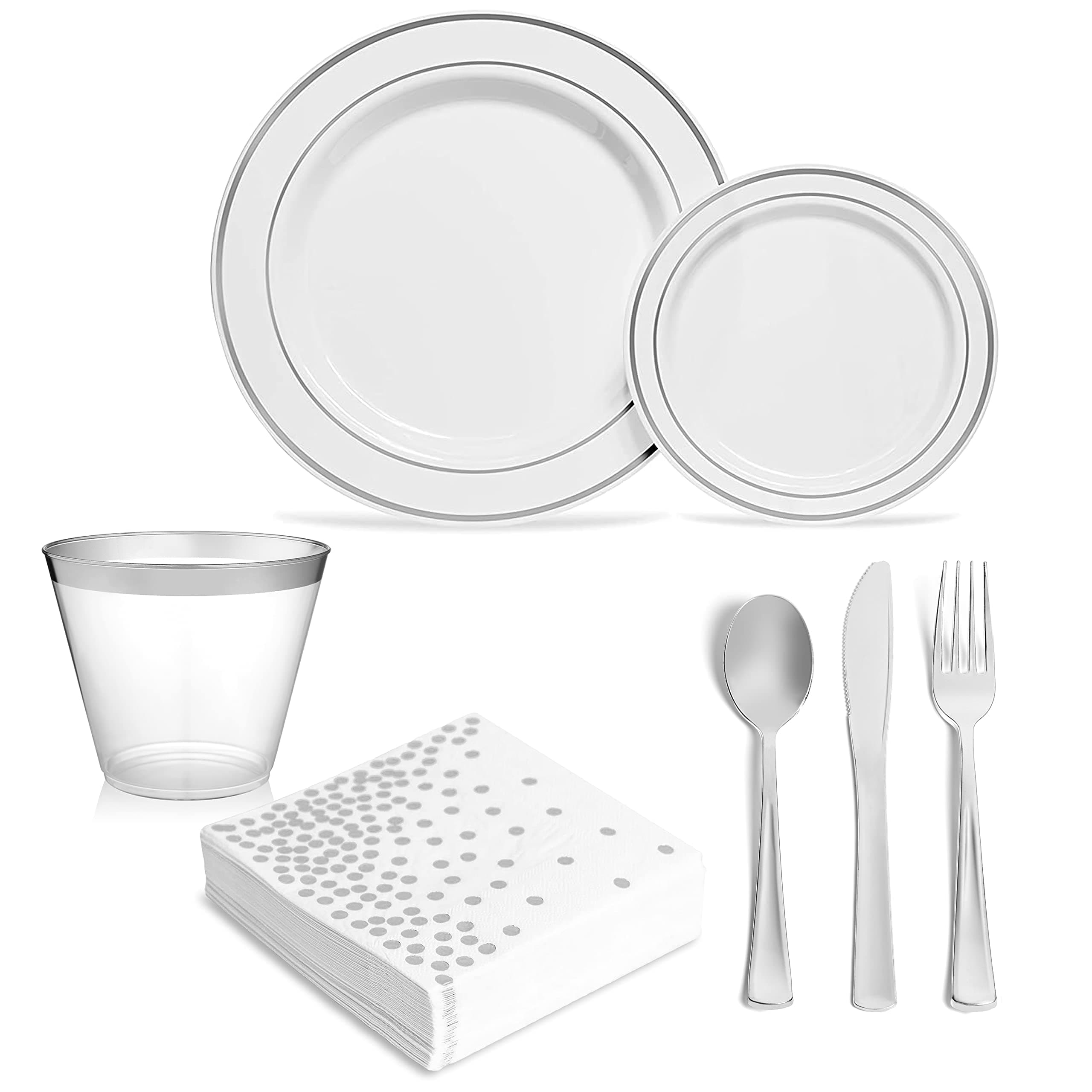 Silver Rim Dinnerware Set