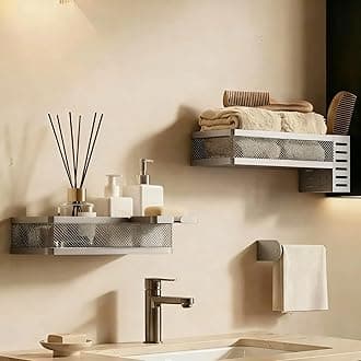 PUSDON Metal Wall Hanging Basket 2 Packs DIY Suitable for Multiple Scenes - Middle Silver Grey Netting Suit