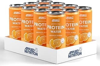Applied Nutrition Sparkling Protein Water - 10g Collagen Boost – Low-Calorie Hydration with Vitamin C and Coconut Water – Refreshing and Wellness Drink (Pack of 12 Cans x 330ml) (Orange Burst)