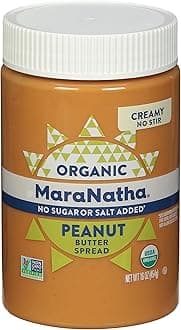 Organic Creamy Peanut Butter Spread, No Stir, Natural, No Sugar or Salt Added, Gluten Free, 16 Ounce Jar