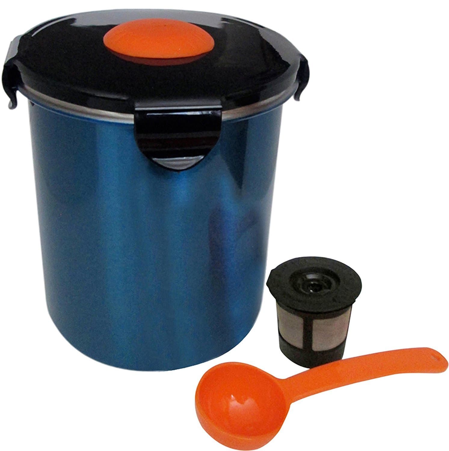 Blue Coffee Canister by BeanSafe Coffee Storage Solution - Stainless Steel Coffee Container with airtight Black Top