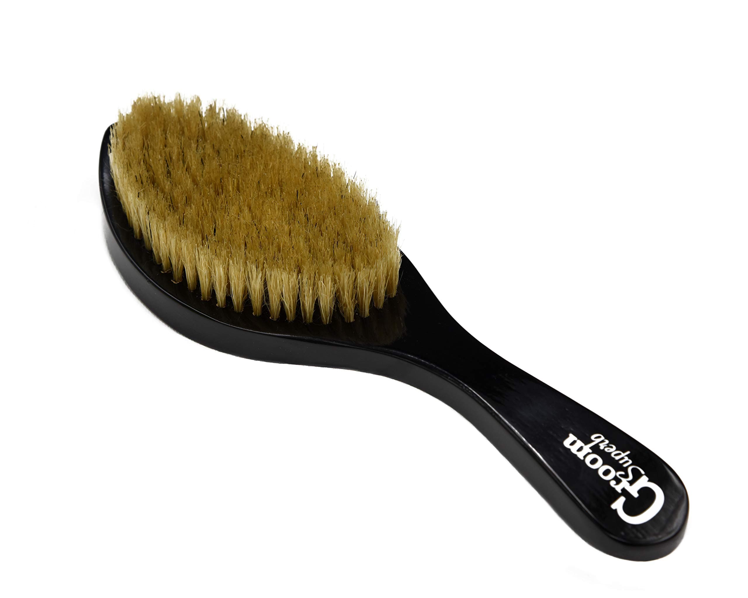 Groom Superb Wave Brush - Medium Curve Wave Brush- 100% Natural Boar Bristles- 360 Wave Brush - Perfect for Wolfing and Beard Grooming - #1 Brush for Training your Waves under your Durag