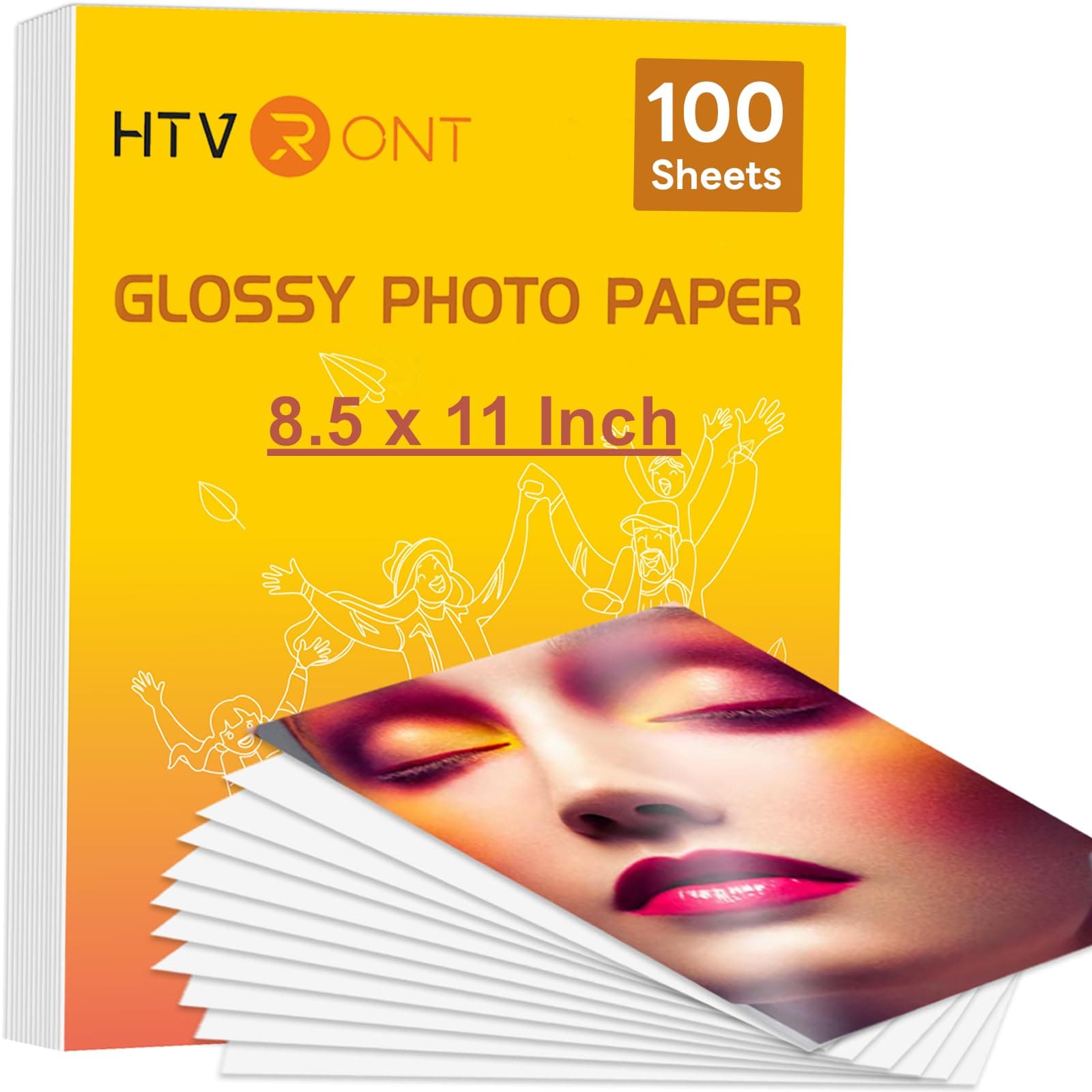 HTVRONT Glossy Photo Paper for Printer - 100 Sheets Inkjet Printer Paper for Chip Bag Paper, Instant Dry Glossy Photo Paper 8.5 x 11 180gsm