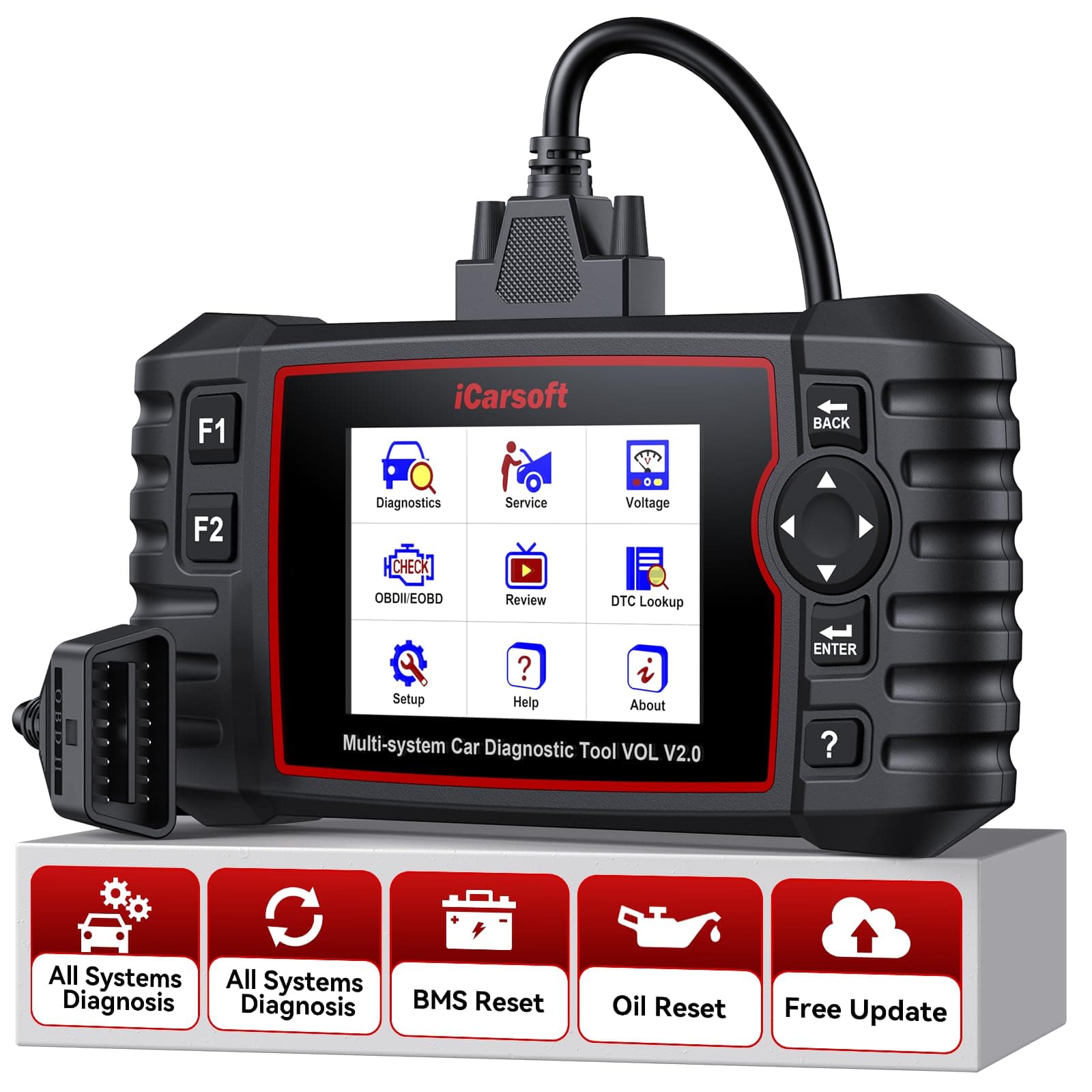 VOL V2.0 OBD2 Scanner for Volvo/SAAB, Auto in-Depth Full Systems Scan OBD2 Diagnostic Tool, 118 Graph Data/Battery Test/Reset, ABS SRS Engine Transmission Code Reader