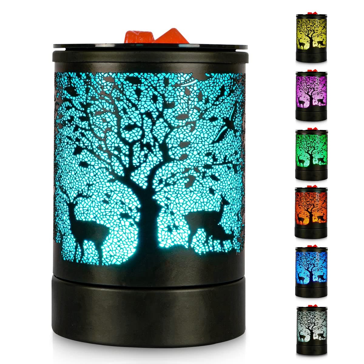 Deer Forest Scented Wax Melts Warmer with 7 Colors Changing Led Light Oil Burner Tart Candle Melter for Home Decor