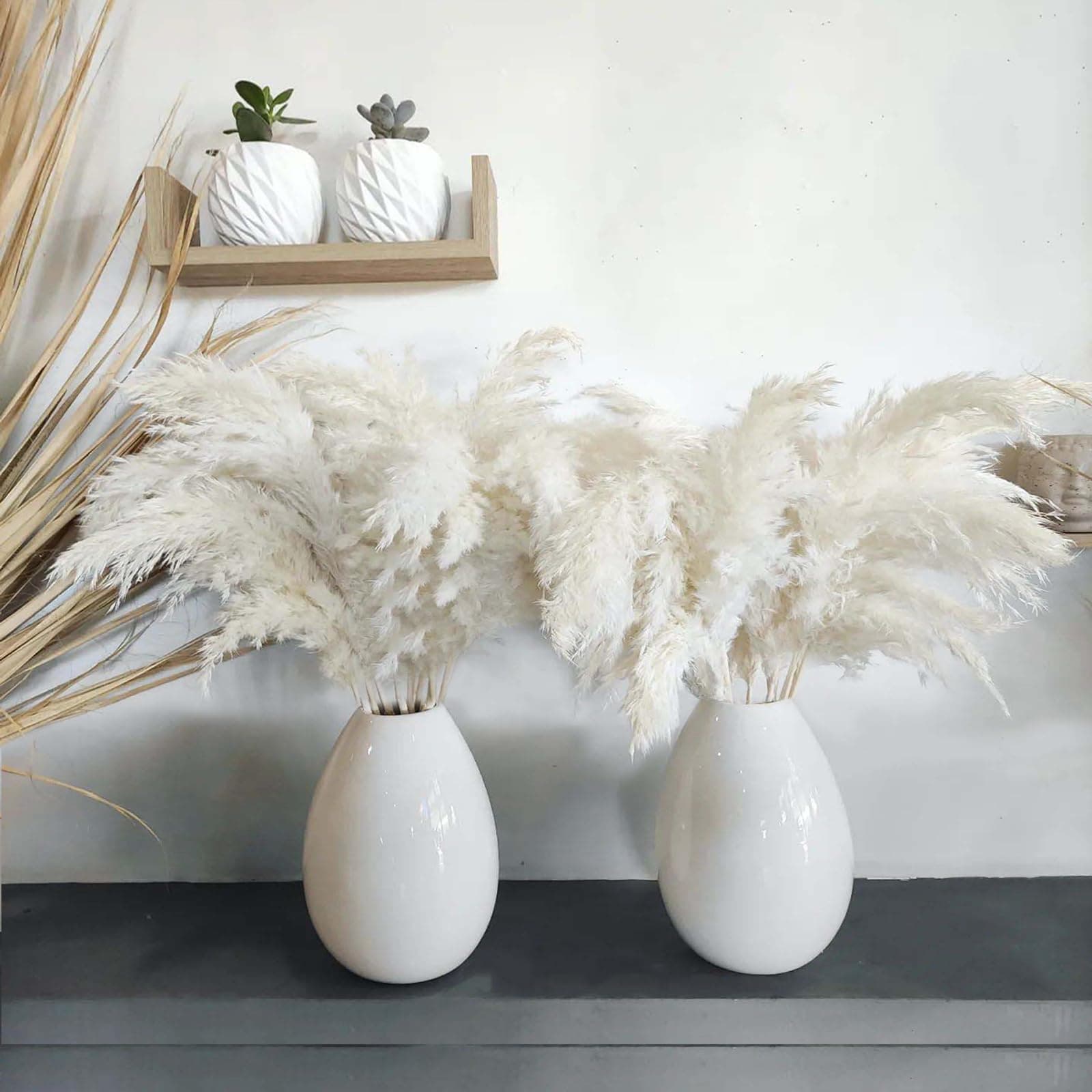 17 inch 20 Stems Pampas Grass Decor Tall -Natural Fluffy Pampas Grass Tall Pompas Grass for Floor Vase - Boho Decor Home Decor Wedding Decor Event Decor, 2404-c15-30white-45cm