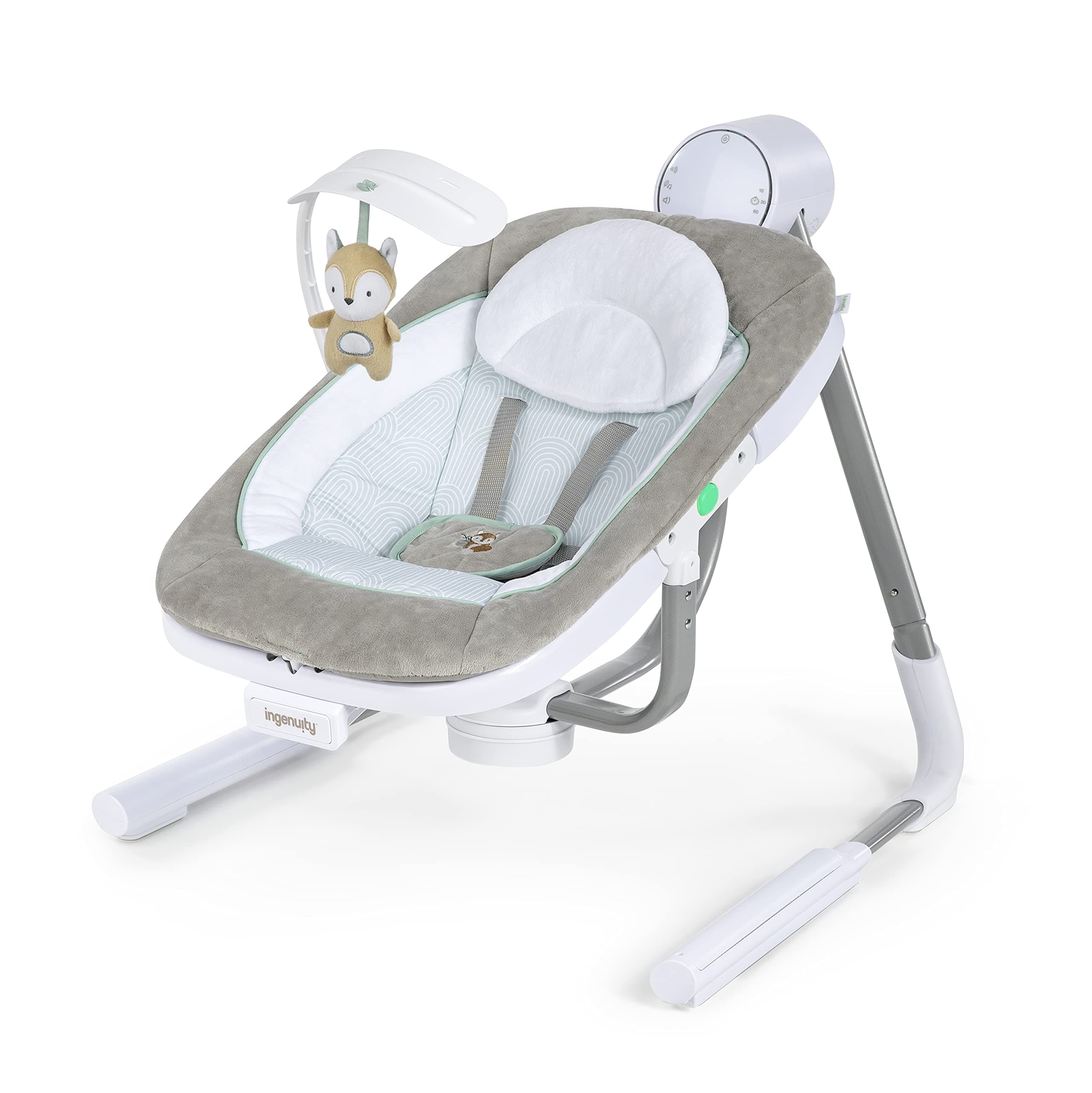 Anyway Sway 5-Speed Multi-Direction Portable Foldable Baby Swing & Infant Seat with Vibrations, Nature Sounds, 0-9 Months 6-20 lbs (Ray)