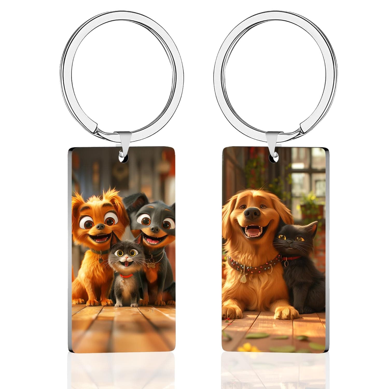 Custom Keychain, Personalized Keychain with Photo Text, Customized Double-sided Photo Gift for Boyfriend Family