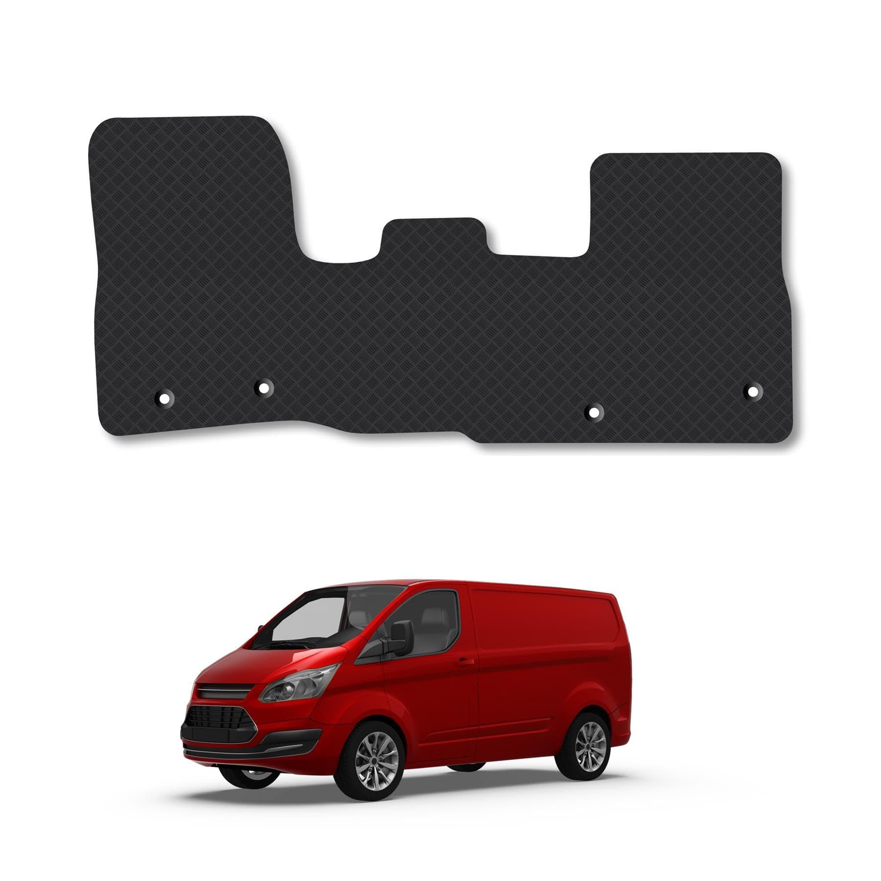 Ford Transit Custom (2013-2023) [Manual] Rubber Van Mats Accessories Tailored Fit Compatible Accessory Waterproof Protection Non-Slip Car Floor Mats 3mm Thick Full Coverage Durable Coverage with Clips