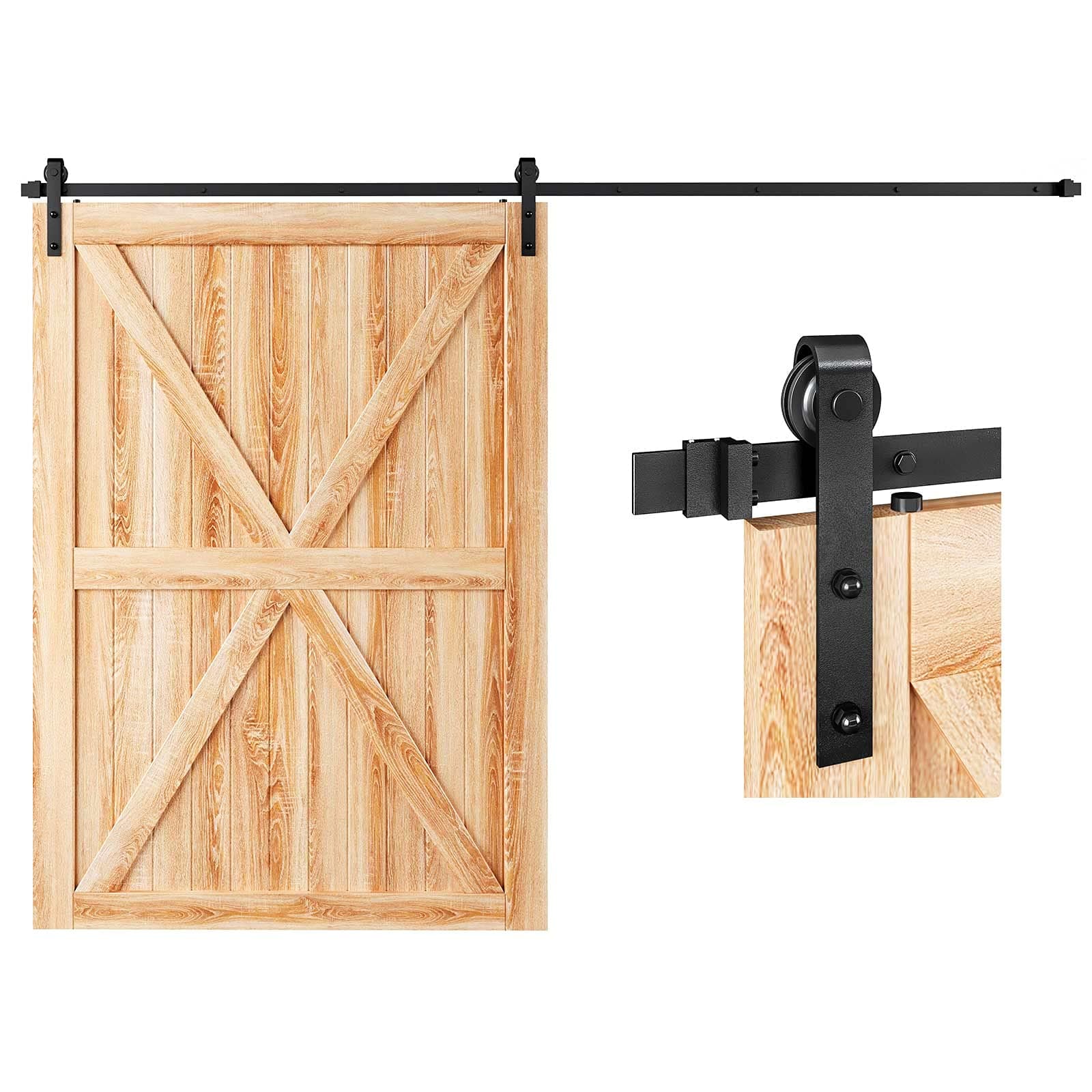 10ft Classic Rustic Sliding Barn Door Hardware for Wide Opening and Two Openings(10ft Single Door Kit)