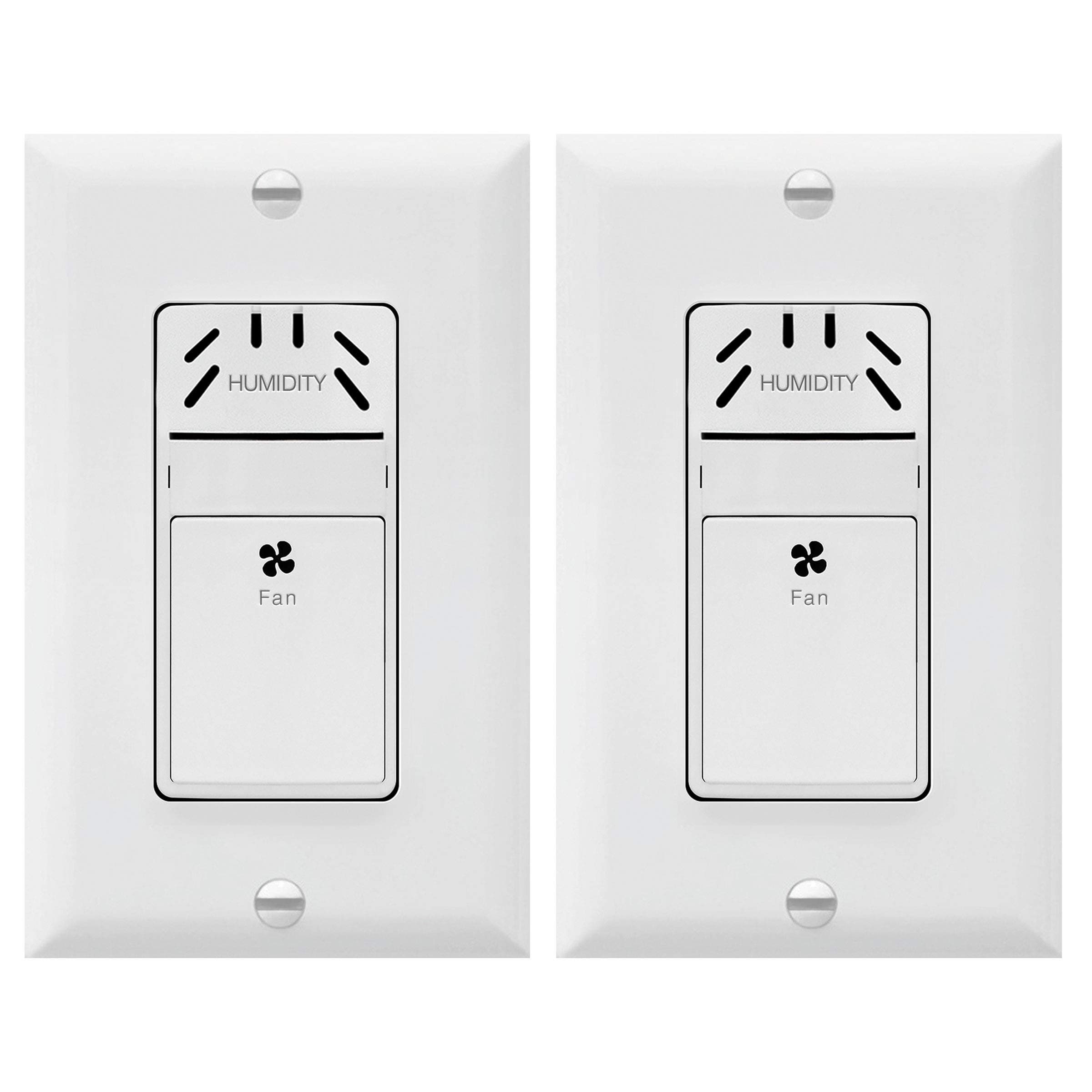 TOPGREENER Humidity Sensor and Fan Control Switch, Ventilation Fan Humidity Sensor Switch, Neutral Wire Required, TDHS5, 2-Pack (Wall Plate Included)