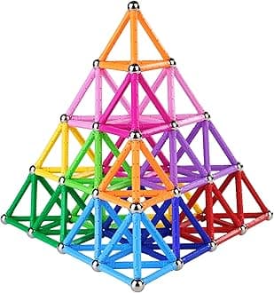 Veatree 150 Pcs Magnetic Building Sticks Blocks, 3D Non-Toxic Educational STEM Toys for Kids and Adults, Includes Storage Bag
