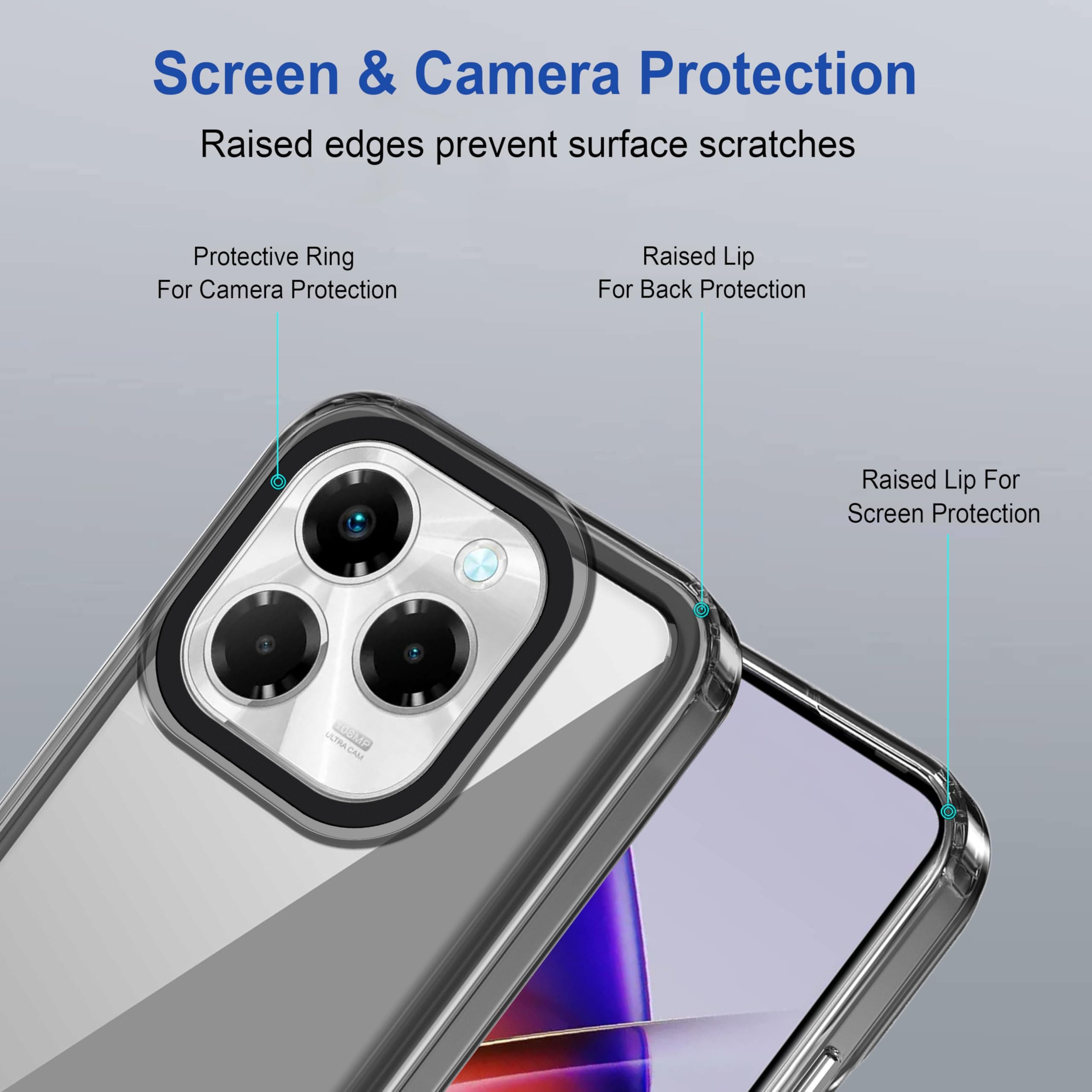 amazon basics Back Case Cover for Infinix Note 40X 5G | Compatible for Infinix Note 40X 5G Back Cover | Case Cover with Camera Protection | (TPU + PC | Translucent Black)