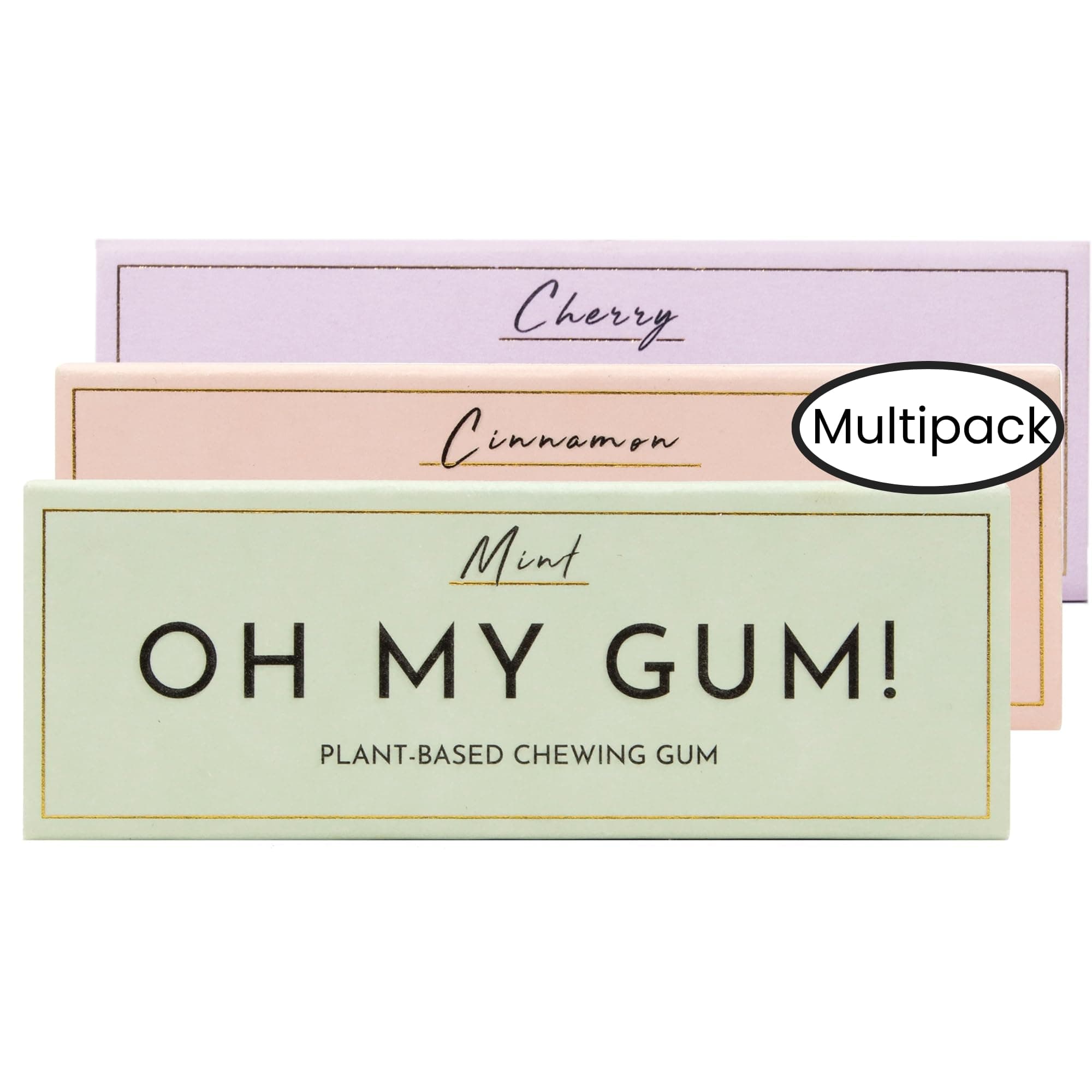 Natural Chewing Gum Multipack with Cherry, Mint, & Cinnamon (10 Pieces/Pack) | 100% Plant Based Aspartame Free Chewing Gum | Award Winning Sugar Free Chewing Gum & Good for Teeth |
