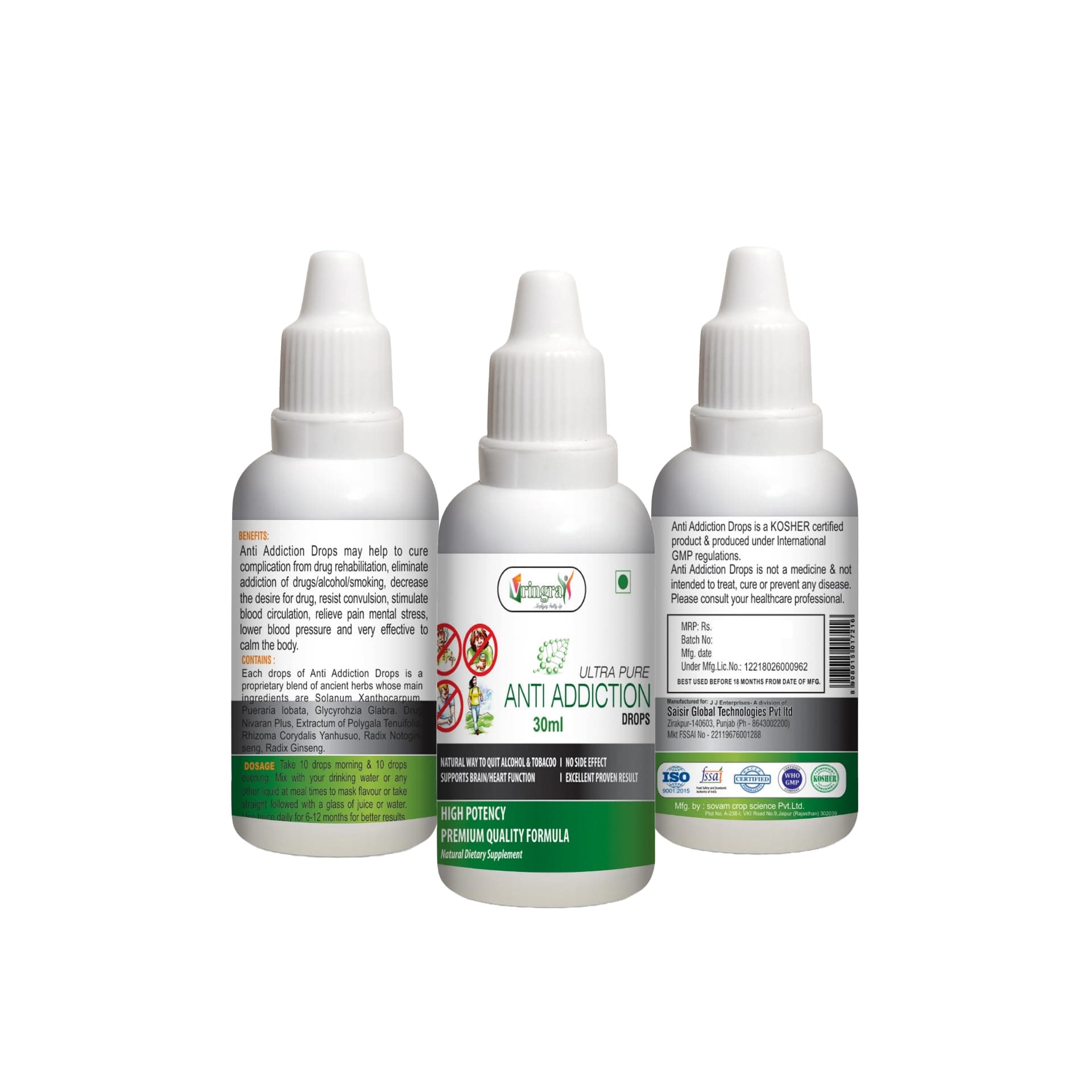 Anti Addiction Drops | Support To Stop Alcohol & Drinking De Liquid 30Ml