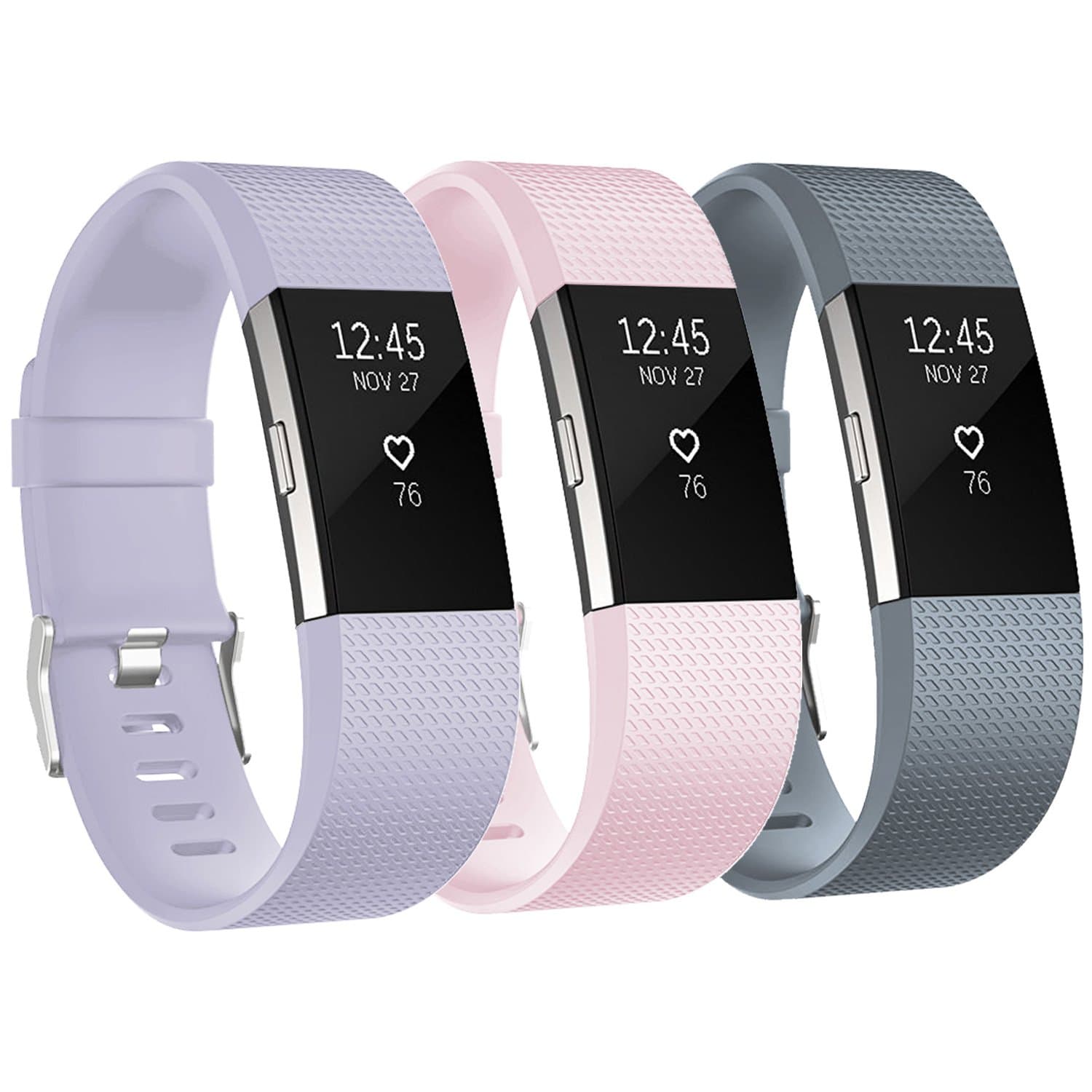 RedTaro Replacement Bands for Fitbit Charge 2 Small Large Lavendar Blush Pink Gray 3 Pack/Charge 2 Bands/Charge 2 Elastomer/Fitbit Charge 2 Bands