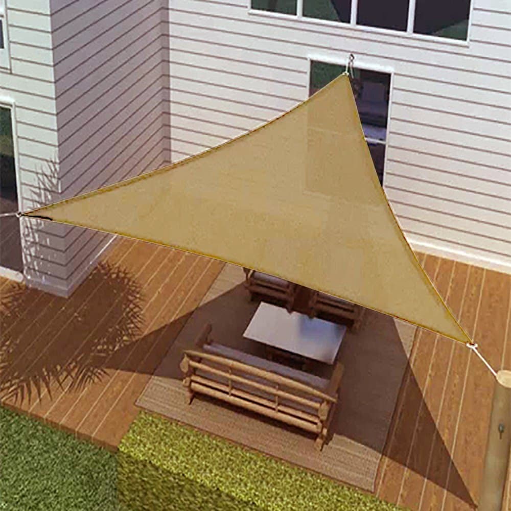 Shade Sails Titan 16.5 Ft X 16.5 Ft X 16.5 Ft Triangle Sun (5x5x5m) Shading Canopy ~ Sand Color