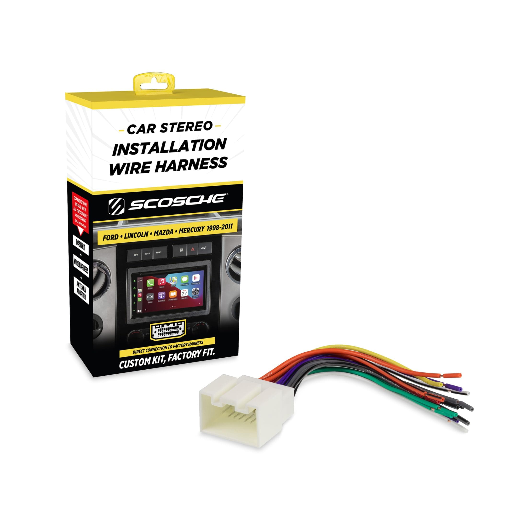 Scosche FD16B Stereo Wiring Harness Compatible with Select Non-Amplified 1998-2011 Ford, Lincoln, Mazda, Mercury and Nissan Vehicles - Car Stereo Harness - Check Vehicle List in Images for Your Model