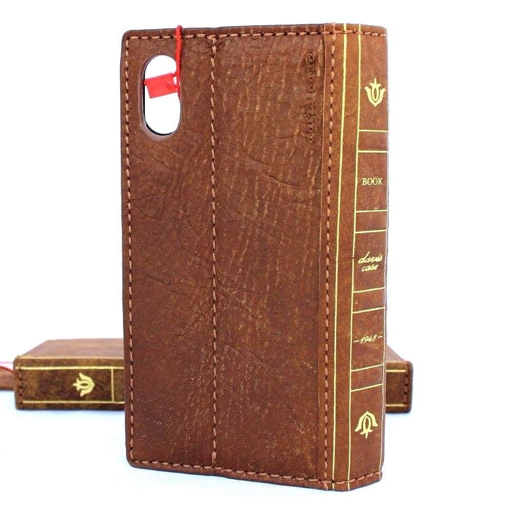 JAFO Genuine Real Leather Case for iPhone x Book Wallet Hand Made Bible Cover S Luxury Soft Cards Slots Slim Holder Retro DavisCase