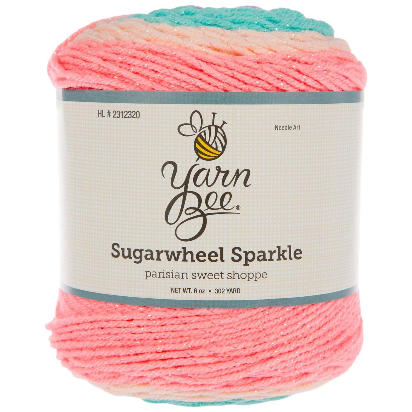 Yarn Bee 4 - Medium Yarn for Crocheting & Knitting – 302 Yards of Acrylic & Metallic Polyester Yarn for Crocheting Blankets, Hats, & More – Craft Supplies for Handcrafting, Parisian Sweet Shoppe