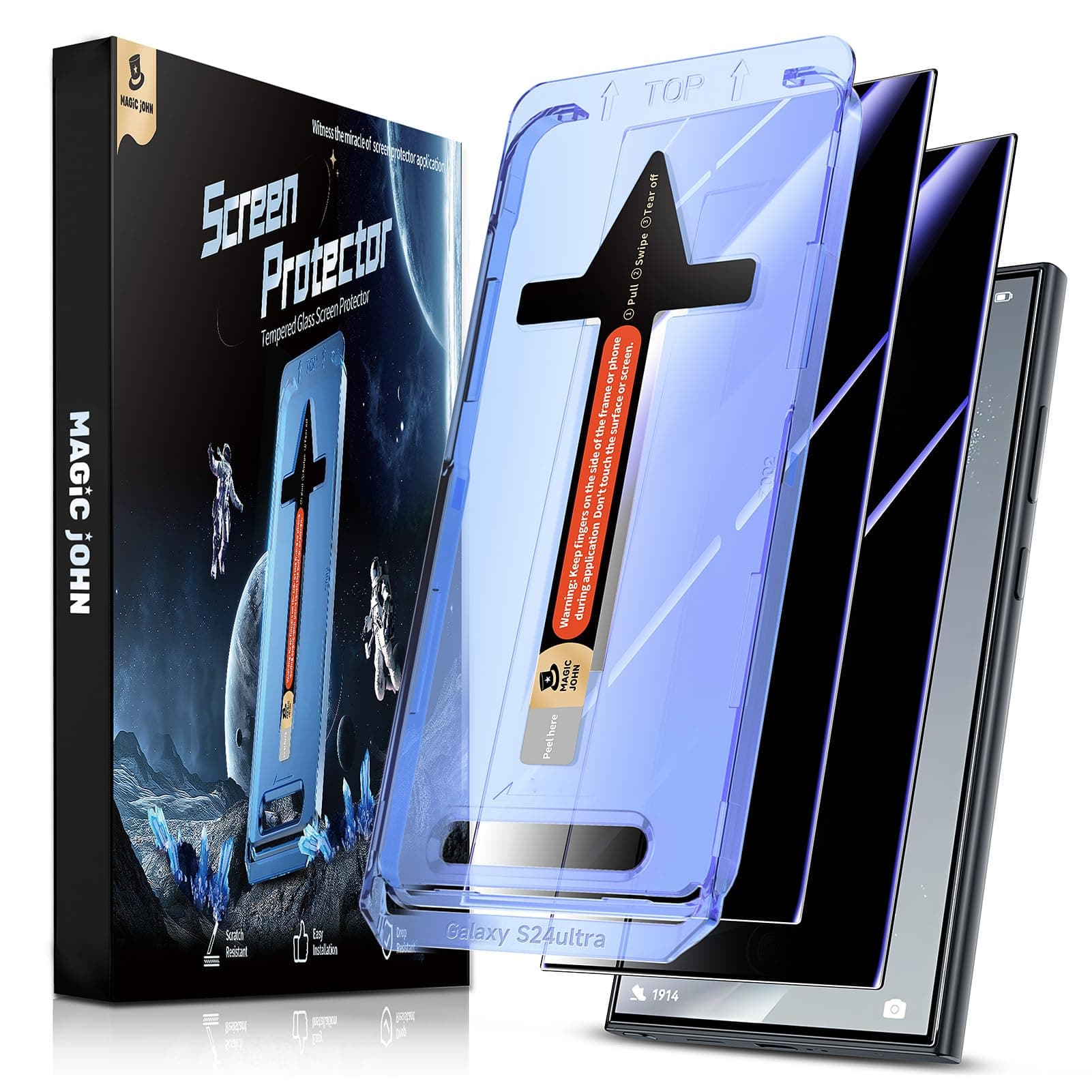 2 Pack for Samsung Galaxy S24 Ultra Privacy Glass Screen Protector 6.8 inch, 28° Anti-spy Tempered Glass Film, Auto Dust-Elimination Installation, Bubble Free, Case Friendly