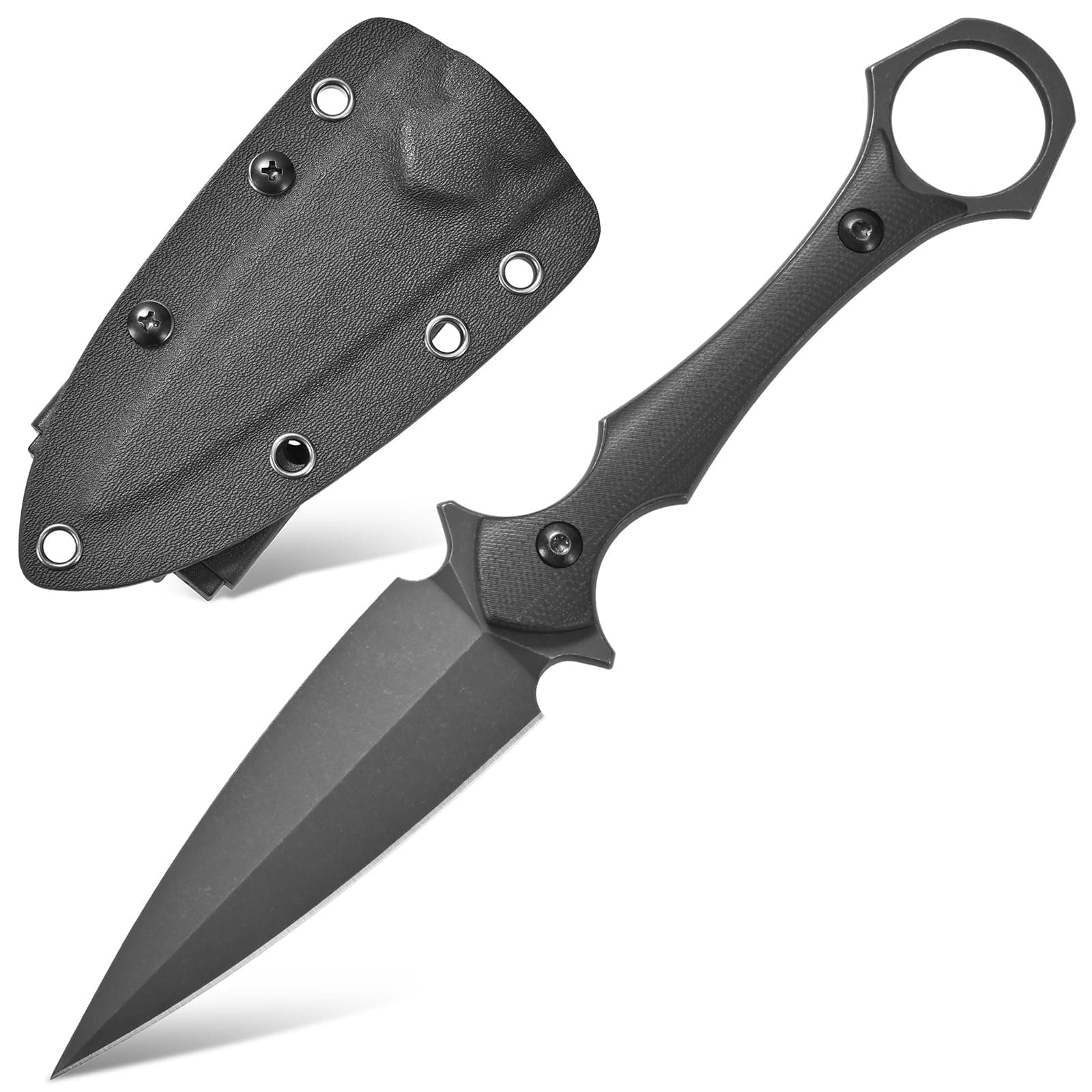 Gtkii GTK292 Fixed Blade Knife D2 Steel Blade G10 Handle EDC Tool Knifes for Outdoor Camping Survival Adventure(Black)