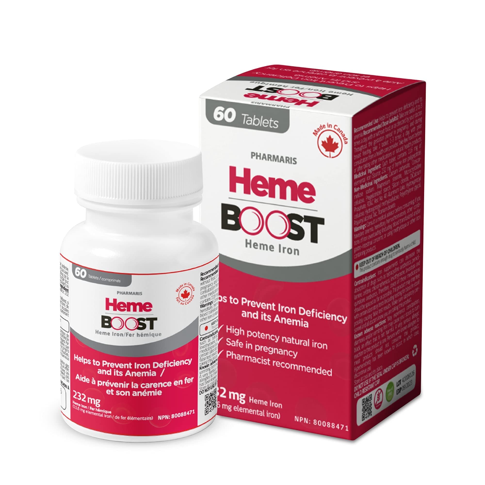 Heme Boost 11.6Mg (232Mg Iron) I 60 Tablets High Potency Natural Iron Supplement Absorption & Gentle On Stomach Pills For Adults Safe Use In Pregnancy