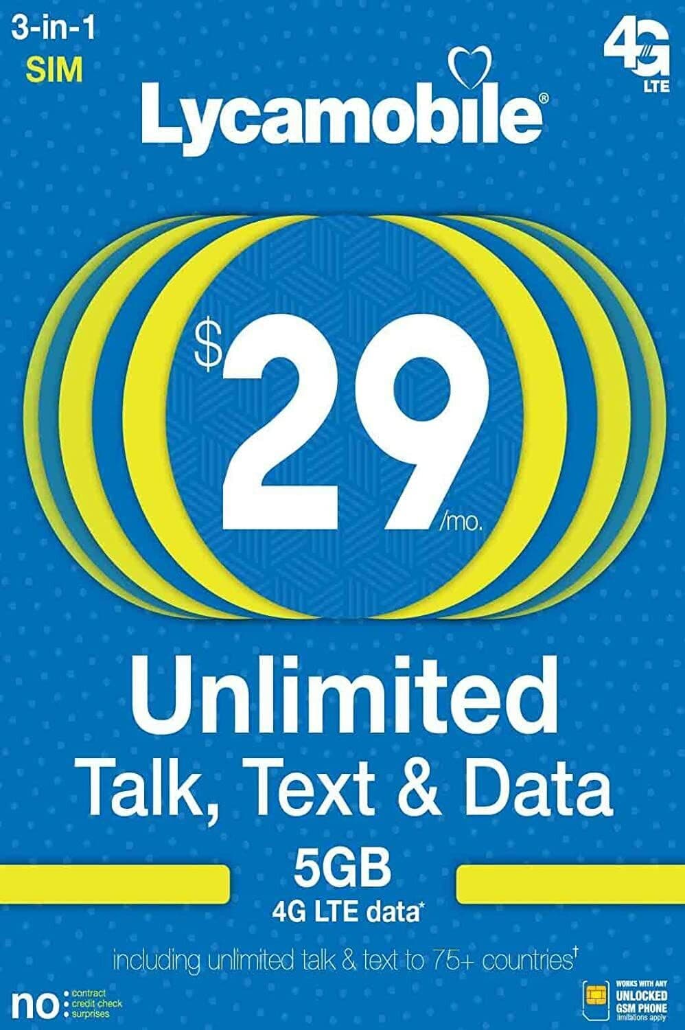 $29 Lycamobile Unlimited International Plan