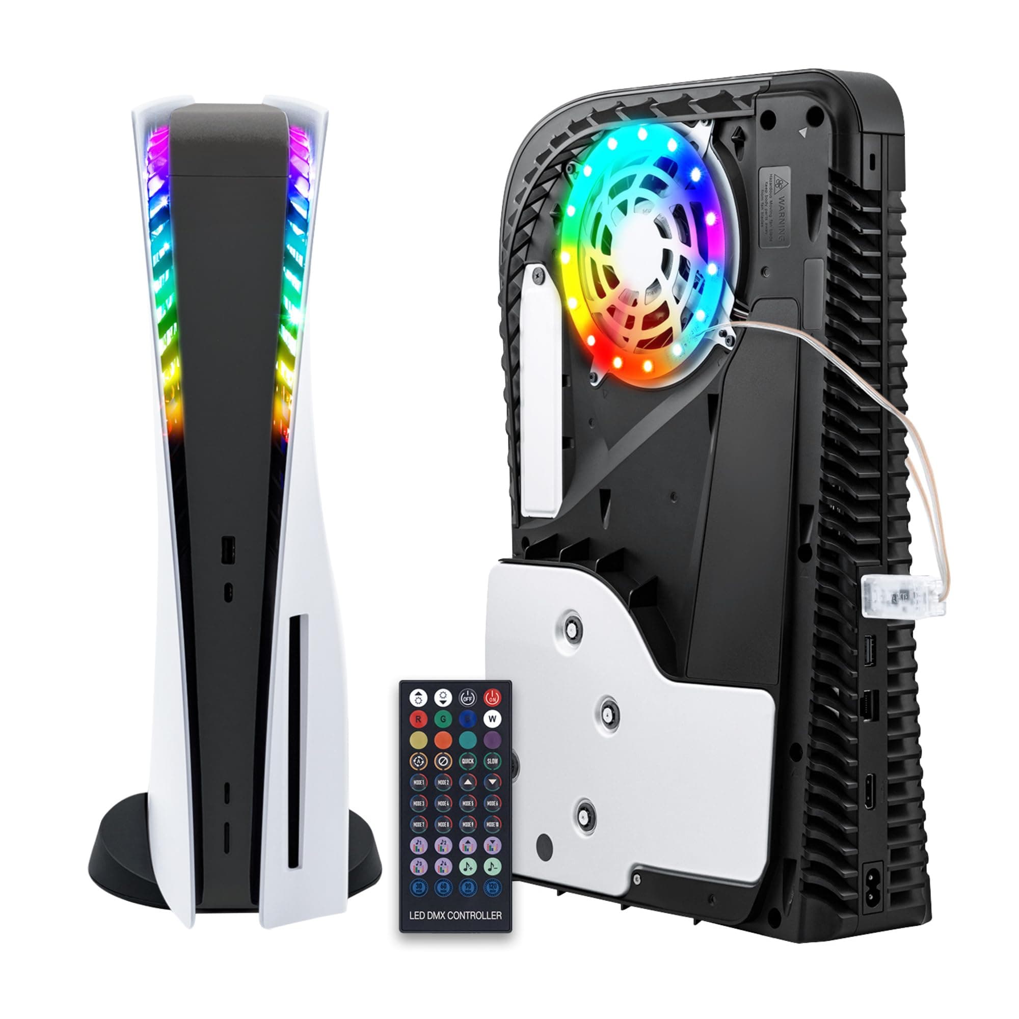 Mcbazel RGB LED Light Strip for PS5/PS5 Slim/PS5 Pro with 8 Colors Music Sync Round, LED Light DIY Decoration Accessories for PlayStation 5 /PS5 Slim/PS5 Pro Console