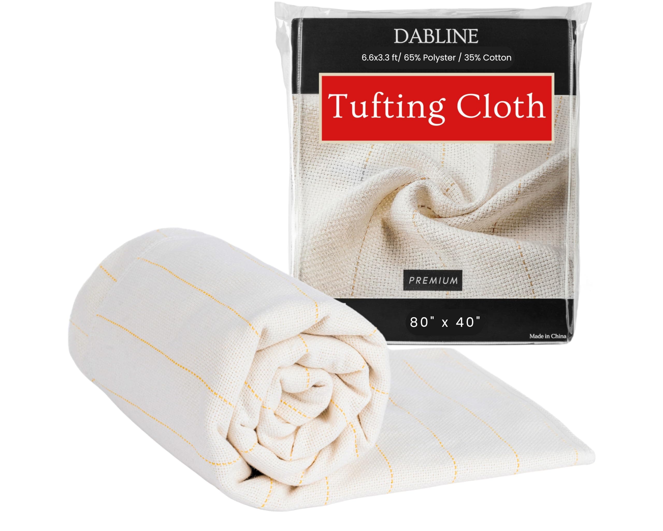 DABLINE Primary Tufting Cloth for Rug Making and Punch Needle, Premium Monks Cloth for Cut and Loop Pile Tufting Guns, Tufting Fabric with Marked Lines (80" x 40")