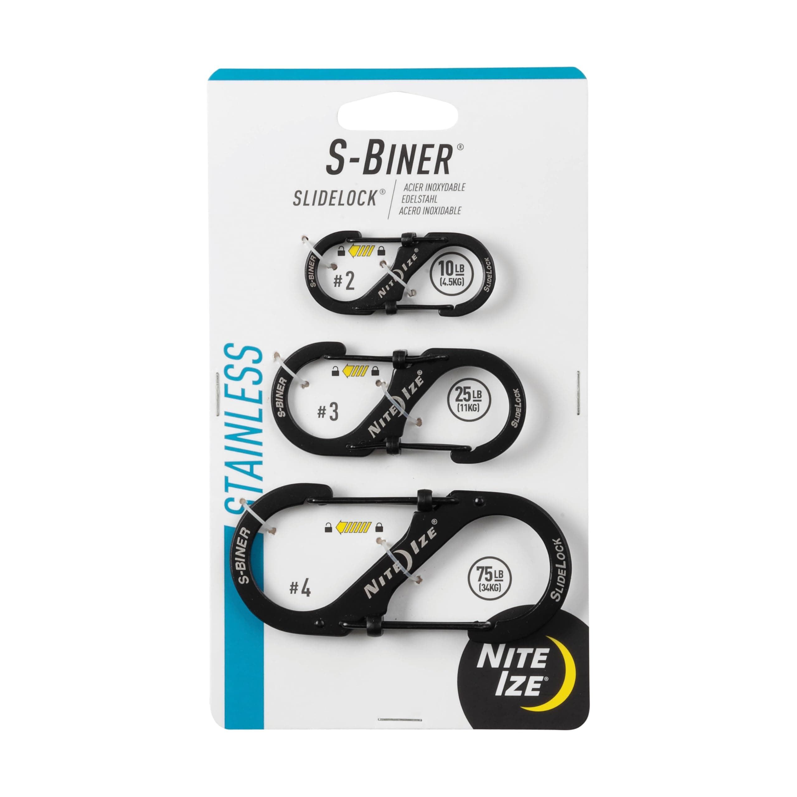 LSB4-11-R3 S-Biner Slide Lock Carabiner, Black, Assorted