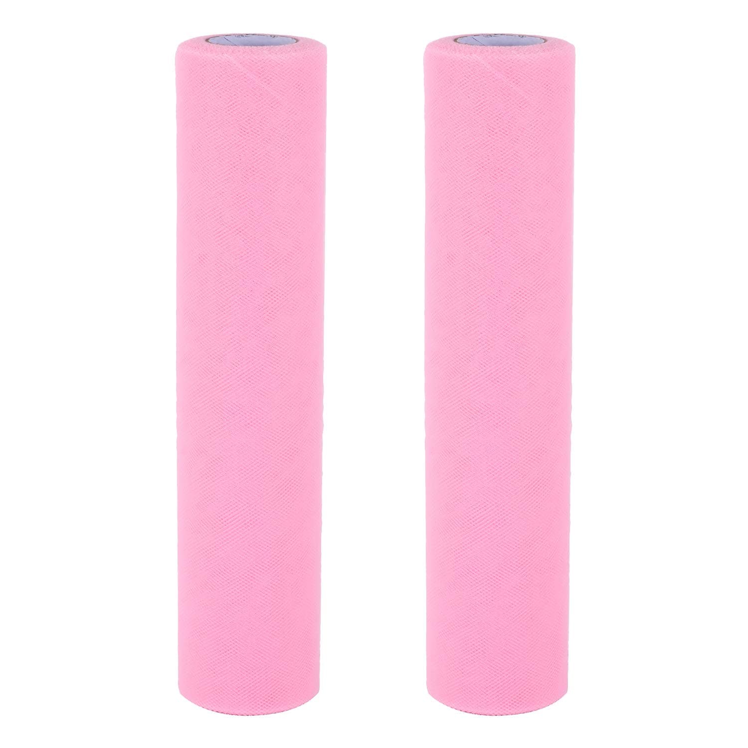 Berolle 2 Rolls 50 Yards Tulle Rolls Sheer Fabric Spool Ribbon Tulle Ribbon Rolls for DIY Table Skirt Sewing Baby Shower Party Wedding Decoration (30cm Wide) (Pink)