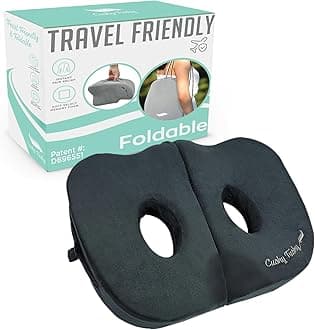 CushyTushy Foldable Sit Bone Seat Cushion - for Sit Bone Pain, Hip, Butt, Ischial Tuberosity, Hamstrings, and Sciatica Pain Relief - for Home, Office, and Driving