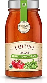 Italia Organic Rustic Tomato Basil Sauce – Classic Italian Sauce in Glass Jar – Fresh Organic Tomatoes – No Sugar Added Pasta Sauce, 25oz