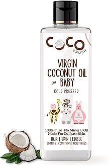 Coco Crush Virgin Coconut Oil for Baby Hair & Skin Massage | Cold Pressed & Natural | Prevents Diaper Rash, Certified Organic (200ML)
