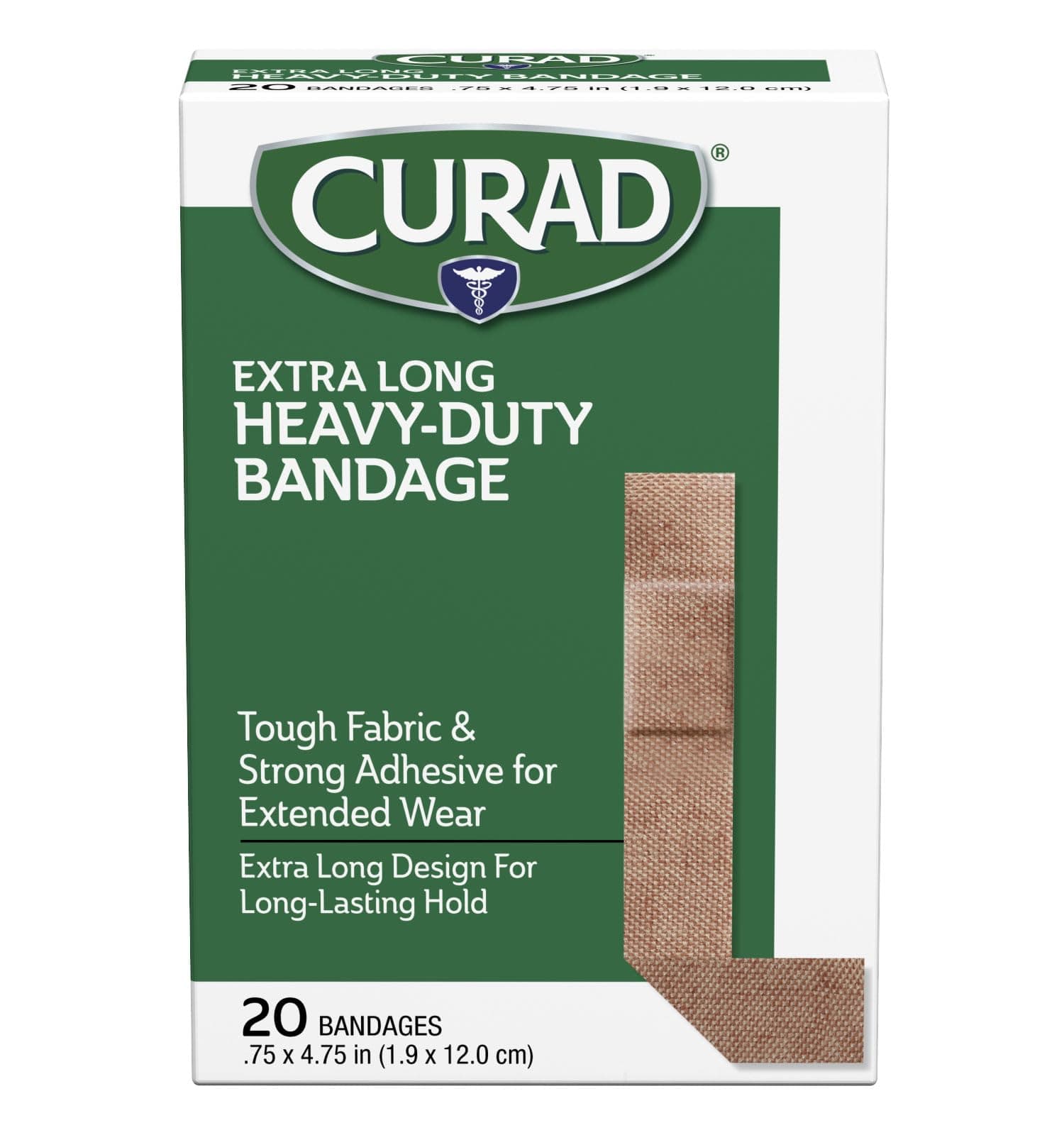 CURAD Heavy Duty Bandage Extra Long 20 Count .75 x 4.75 in ( Pack of 1)