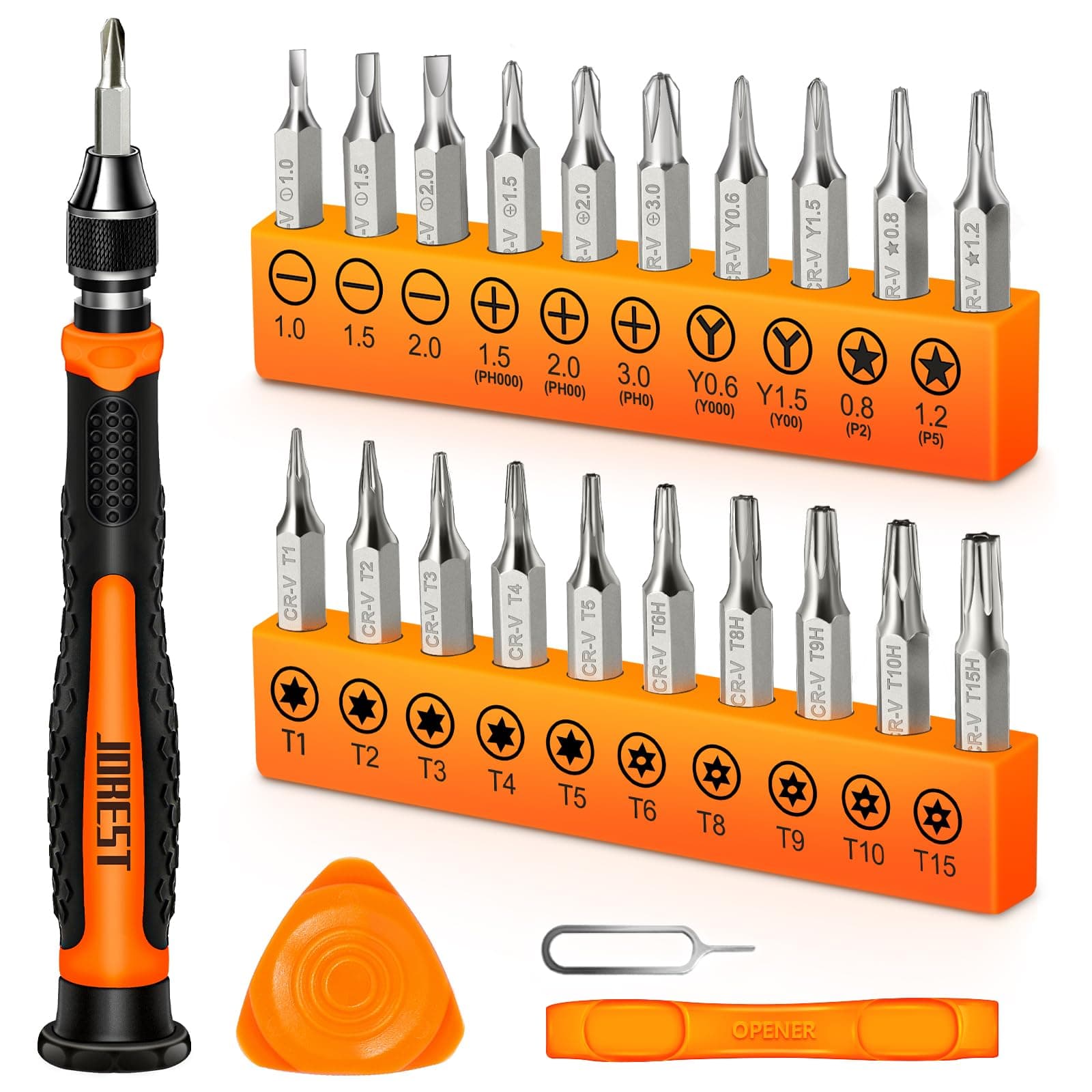 JOREST 24Pcs Small Precision Screwdriver Set with Torx T5 T6 T8 T9, Y00, Star...