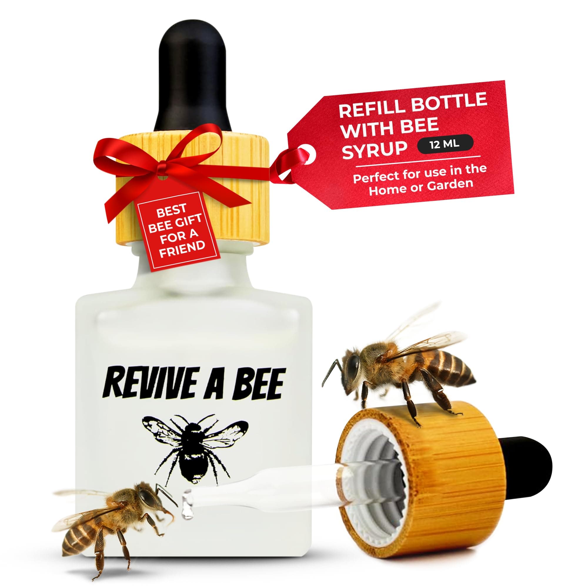 Bamboo Bee Revival Kit Refill Bottle with Bee Sugar Water (12ml), Compatible with Revive A Bee Bee Revival Keyrings and Rescue Kits