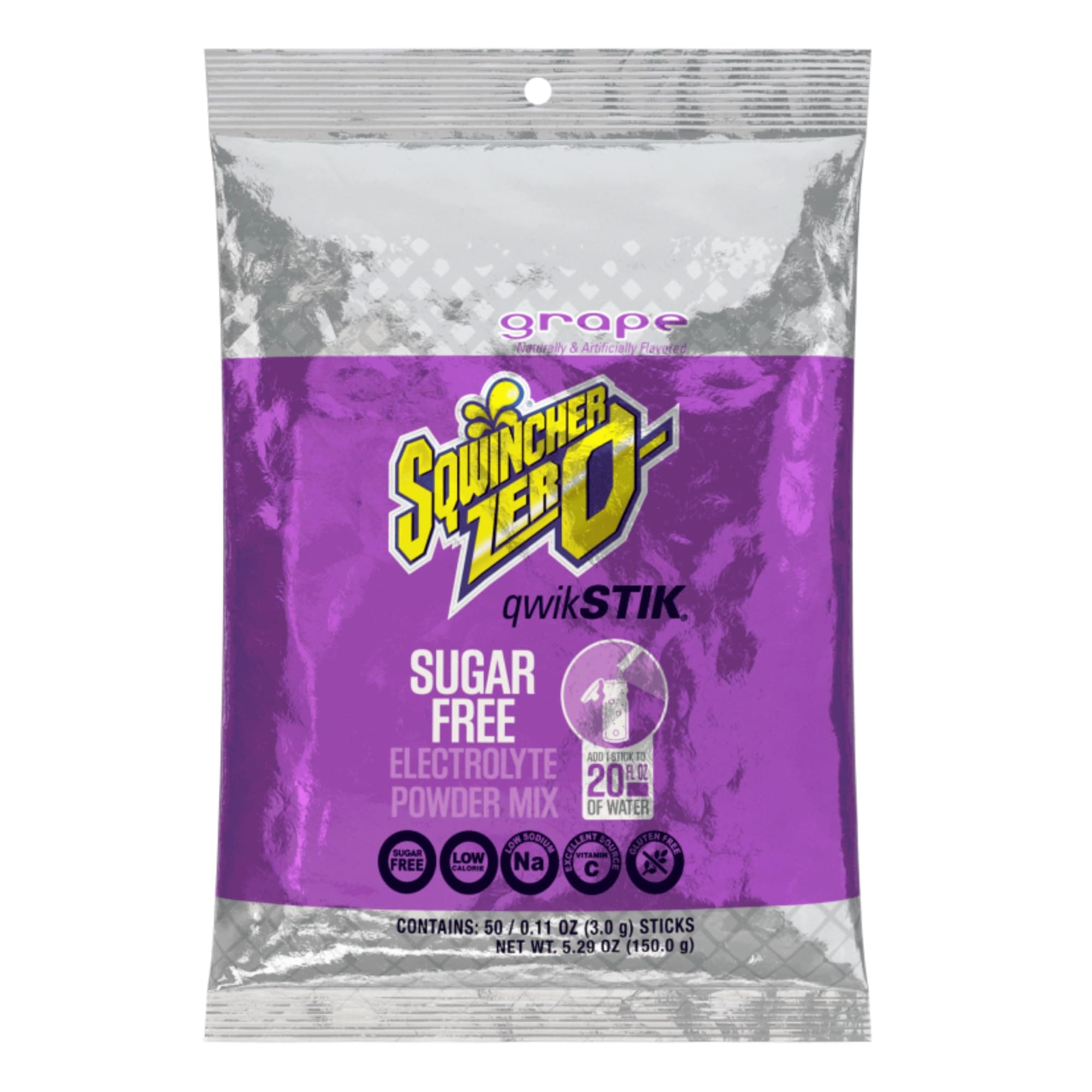 Single Serve Qwik Stik Zero, 50 Sticks/Bag, Grape