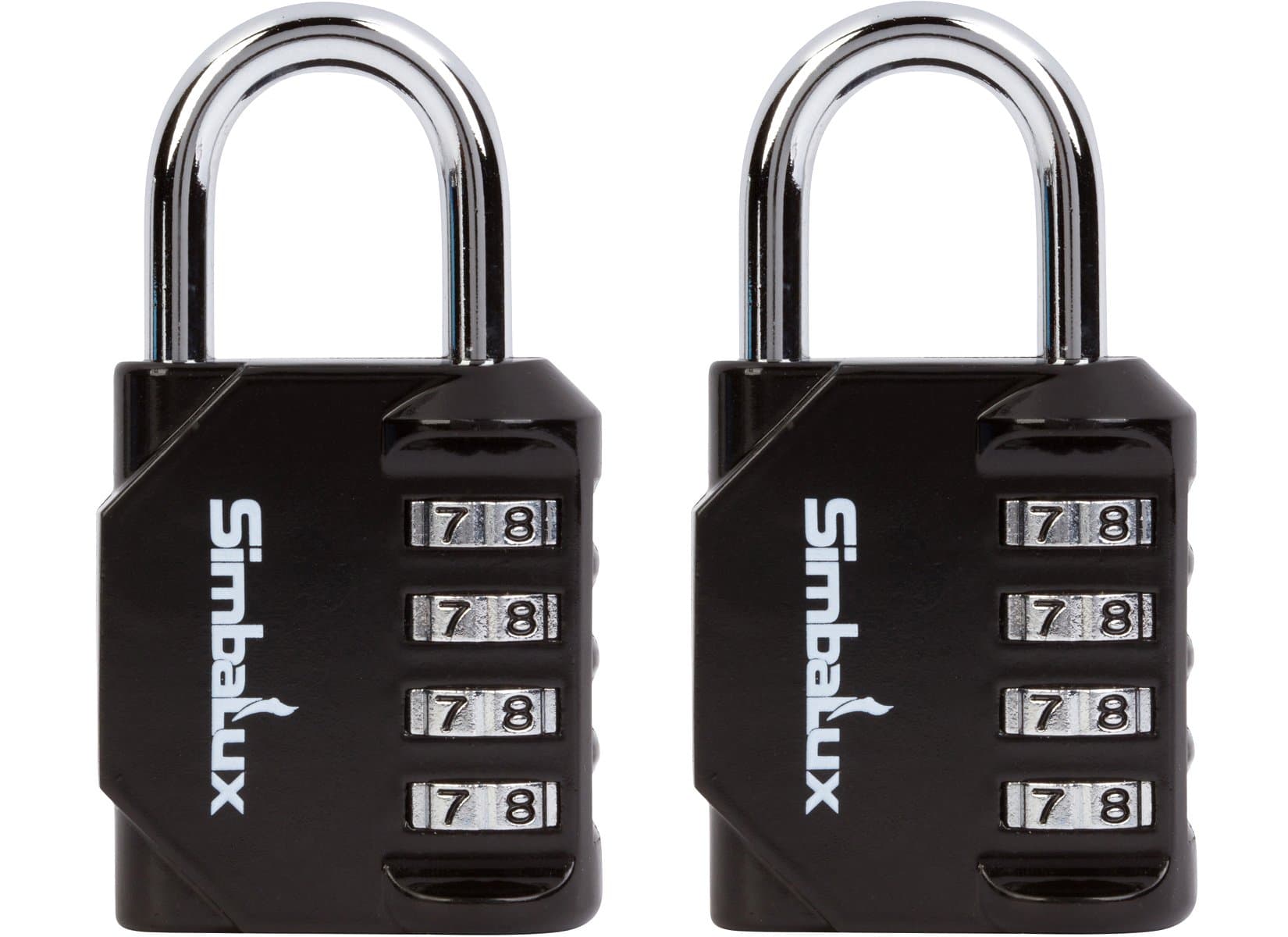 Combination Lock by SimbaLux (Set of 2): 4-Digit Padlock for Extra Security, Easily Resettable, Heavy Duty Steel/Zinc Alloy Lock - for Gym and School Locker, Toolbox, Gate, Fence, Luggage, Suitcase