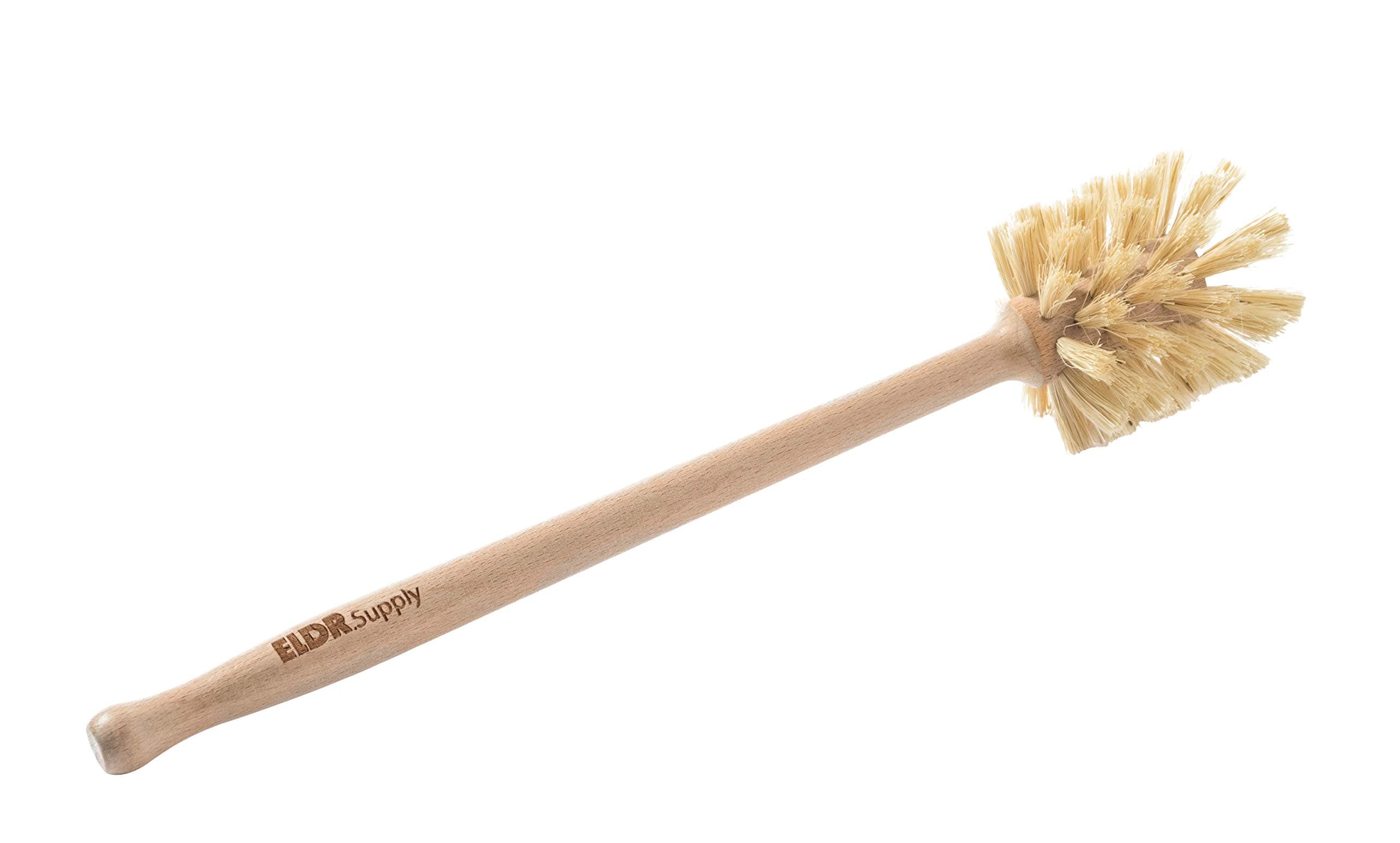 Bottle Brush, 14in Extra Long German Beechwood Handle, Strong Hemp Bristles, Zero Waste, Cleans and Scrubs Hard to Reach Wide Mouth Jars, Glasses, and Dishes