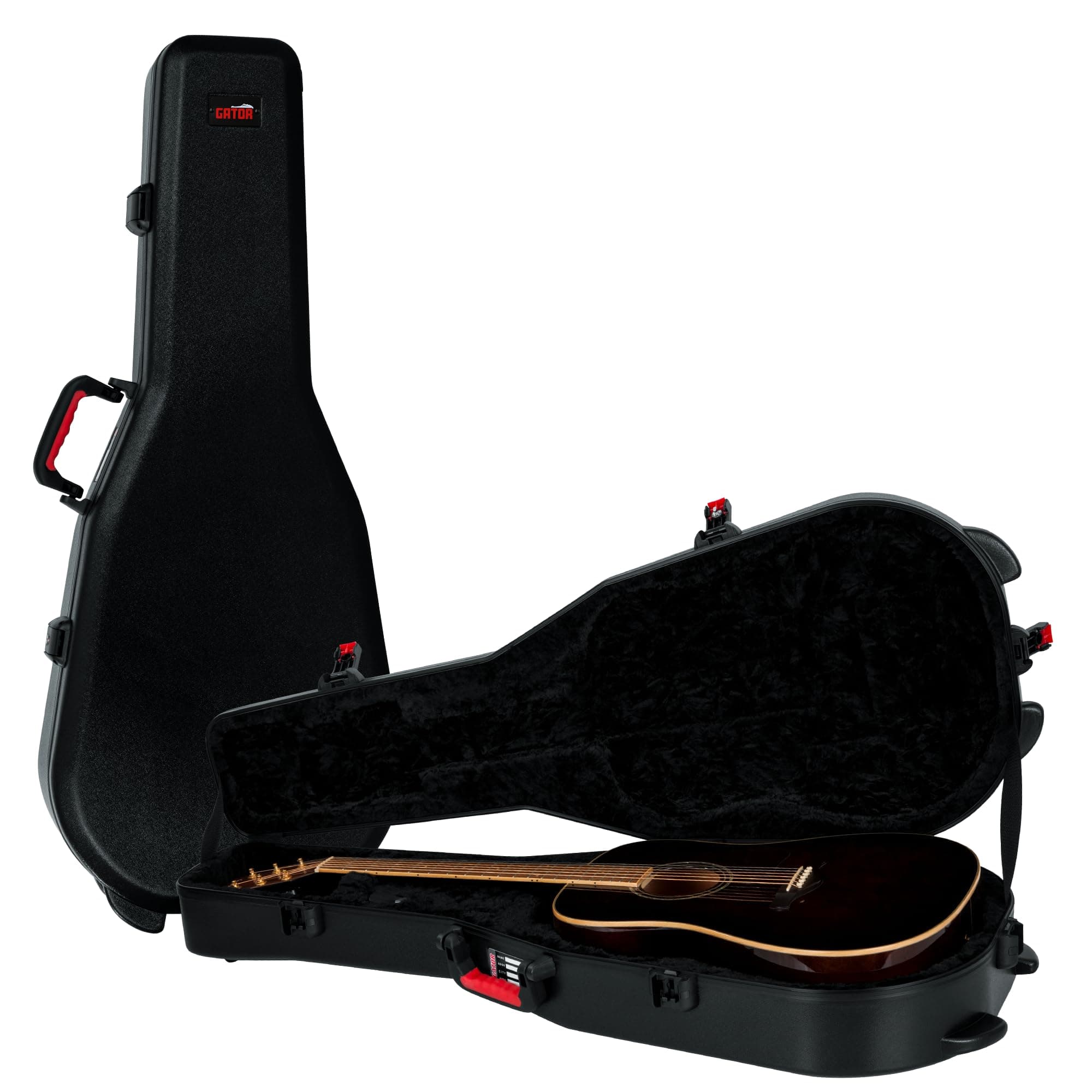 Gator Cases Molded Flight Case For Acoustic Dreadnought Guitars With TSA Approved Locking Latches, (GTSA-GTRDREAD)