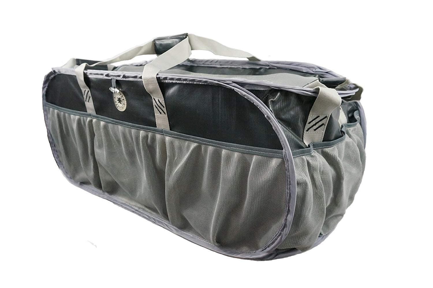 K-Cliffs Heavy Duty Trunk Organizer Large Pop-up Grocery Cargo Bag Tarpaulin Gym Duffel, Laundry Bag, Closet Bag Market Grocery Tote Bag Beach Picnic Bag Fit Truck SUV and Car, Black/Silver