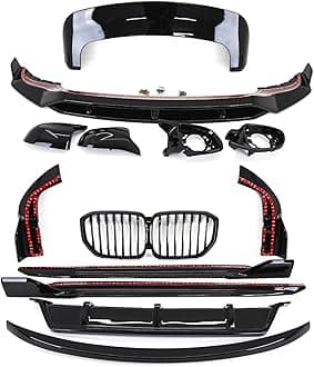 Trade Vehicle Parts BM5163 Aero Body Kit Front Spliter Lip Rear Diffuser Side Skirts Boot Spoiler Rear Roof Spoiler Gloss Black