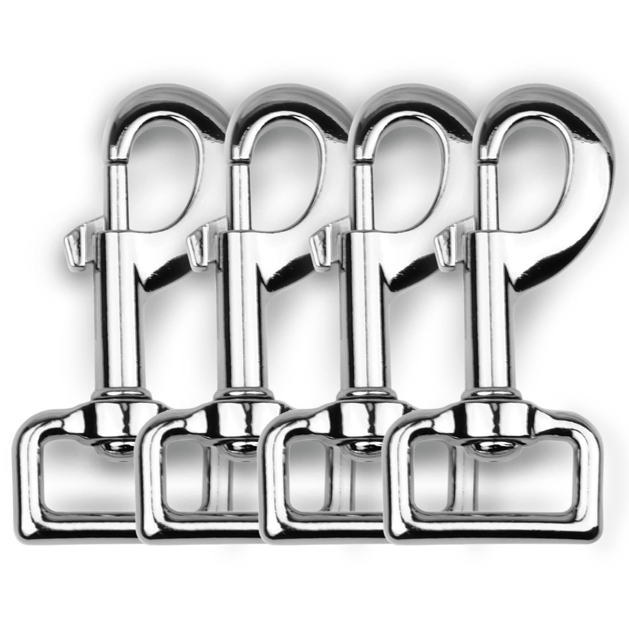 Garwor 4 Pcs Heavy Duty Chrome Swivel Snap Hooks with Spring,Rectangle 1.02"x3.19",Pet Buckle Multipurpose Dog Leashes Key Chain for Linking Pet Leash & Collar,Pet Harness, Purse Straps,DIY Crafts