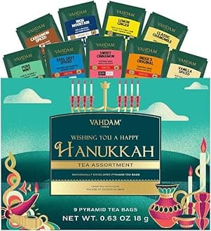 VAHDAM, Limited Edition - Hanukkah Tea Gift Basket | 9 Delicious Variety Pyramid Tea Bags | Perfect Hanukkah Gift for Friends and Family
