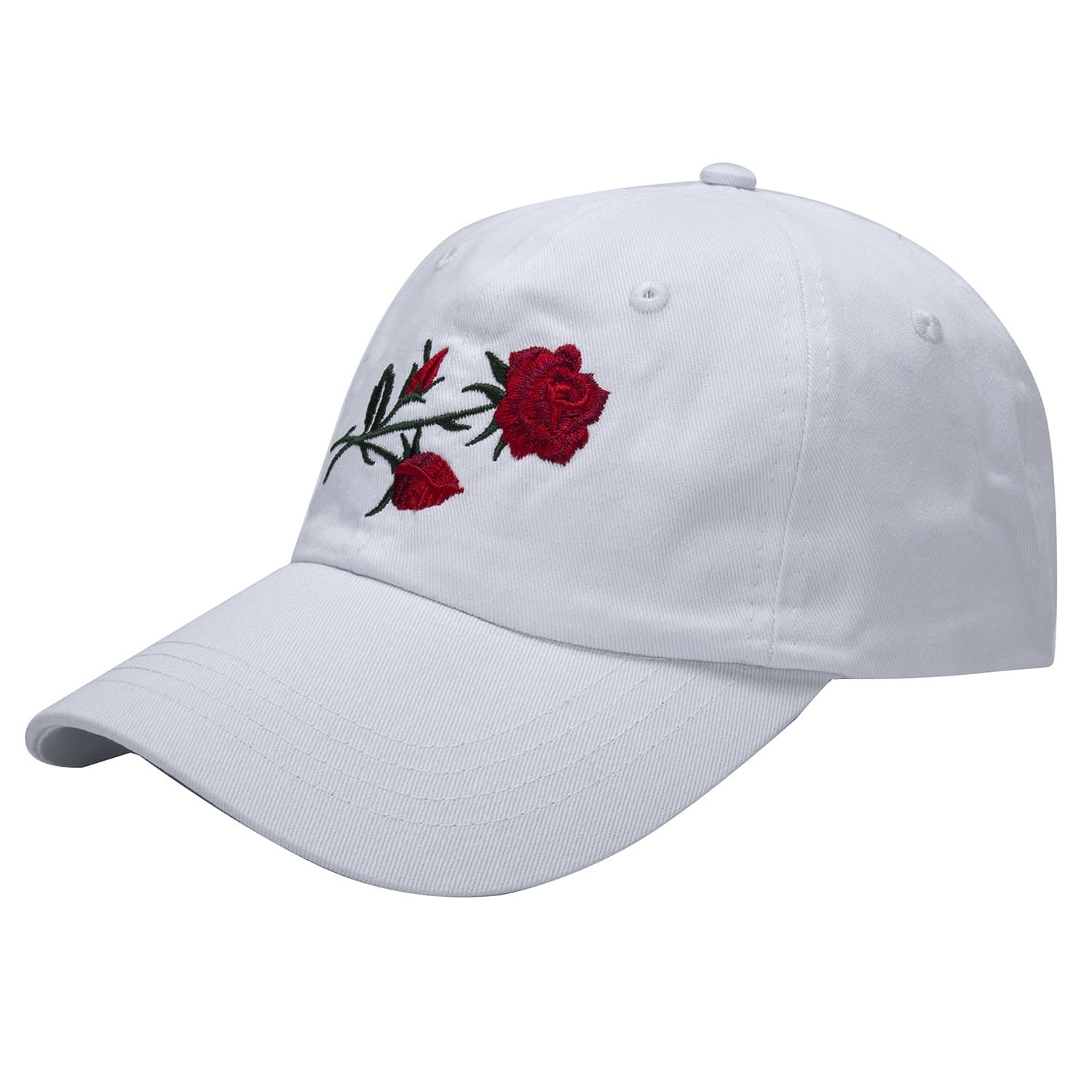 Big Rose Embroidery Dad Hat Baseball Caps (white)