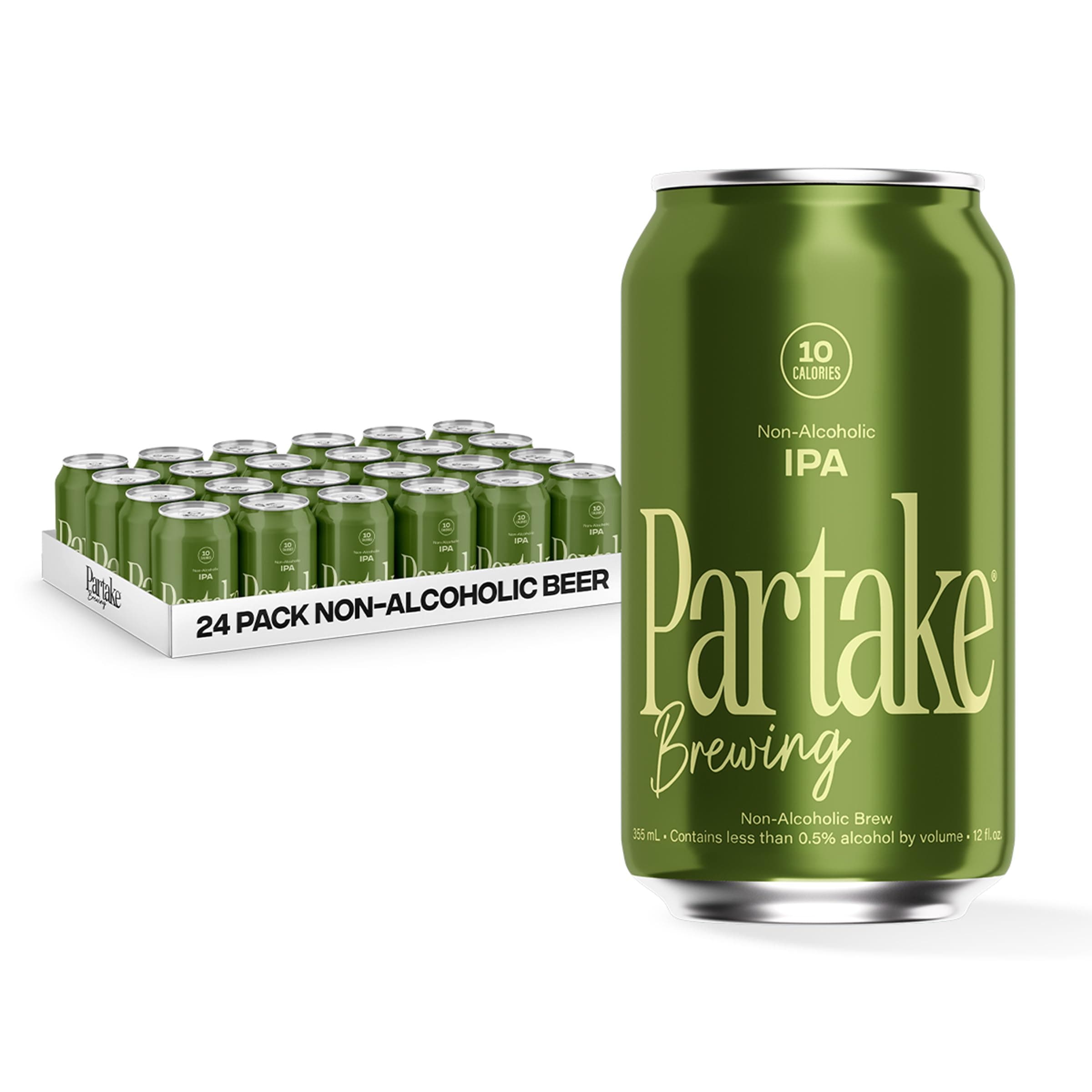 Partake Brewing Craft Non Alcoholic Beer, IPA 24 Pack x 12 Fl Oz Cans - Low Calorie & Carb, No Sugar, All Natural Ingredients - Award-Winning Taste, Non Alcoholic Beer Without the Empty Calories