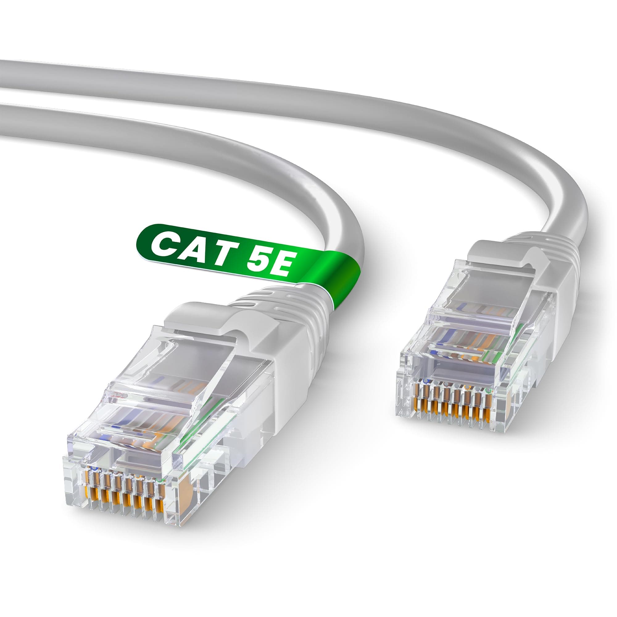 Grey Cat 5E Ethernet Cable 15m, High Speed LAN Ethernet Network Cable with RJ45 Ends Connectors, 15m Cat5E Internet 1 Gbps, ADSL AWG24 Patch, UTP CCA (15 Meters, Grey)