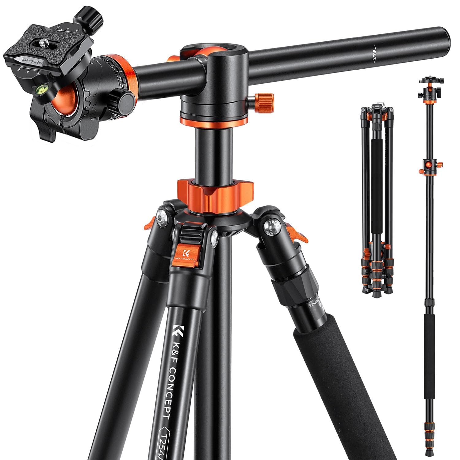 K&F CONCEPT 94 Inch Camera Tripod 4 Section Ultra High Aluminum Professional Detachable Monopod Horizontal Tripod with 360 Degree Ball Head Quick Release Plate for DSLR SLR Camera T254A8+BH-28L